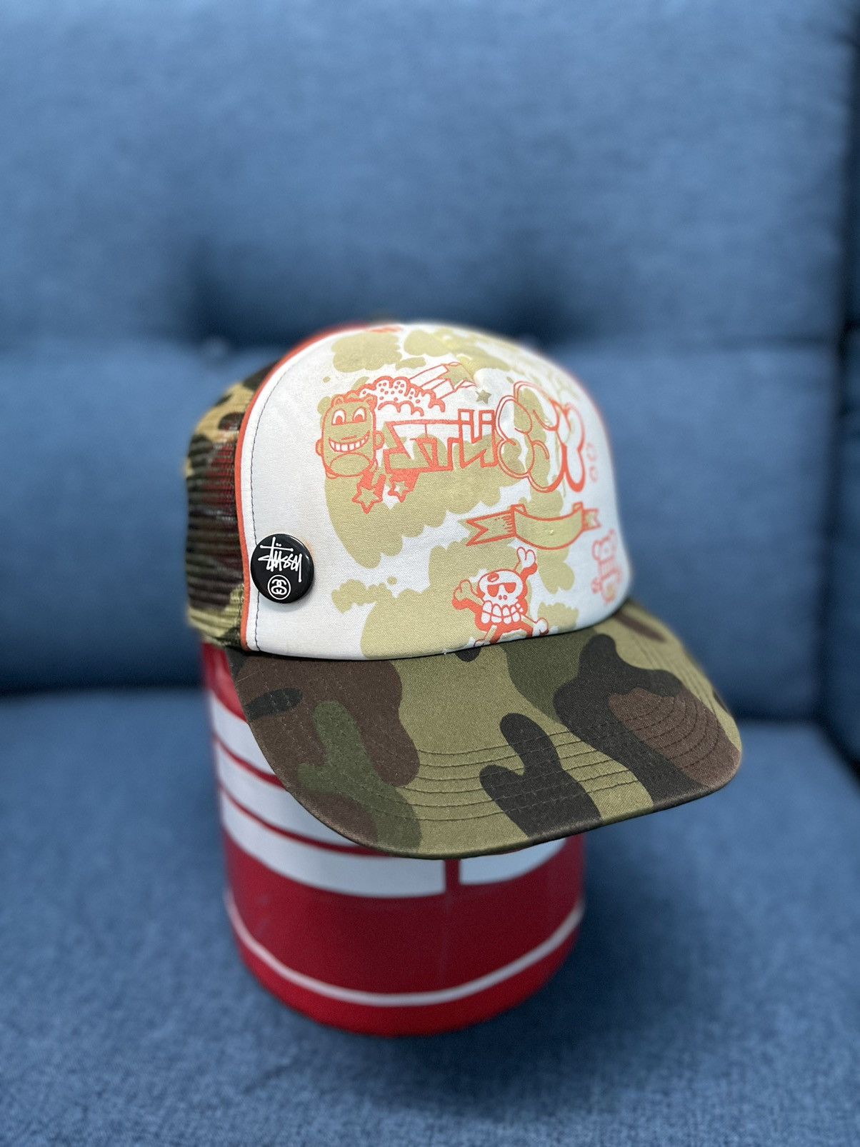 Stussy × Vintage Rare💥 Vintage 90s Stussy Camo Trucker Cap Size ONE SIZE - 2 Thumbnail