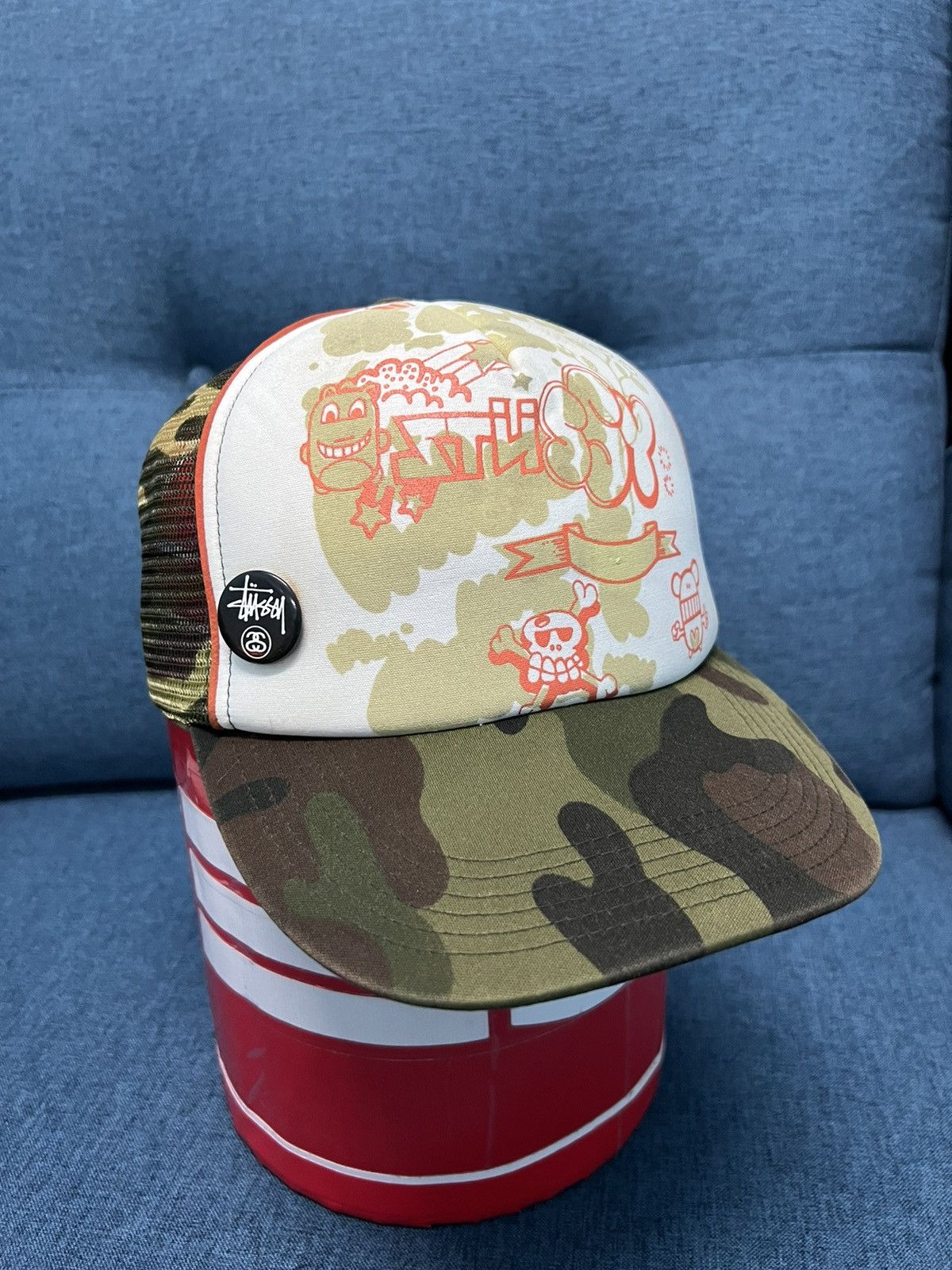 Stussy × Vintage Rare💥 Vintage 90s Stussy Camo Trucker Cap Size ONE SIZE - 1 Thumbnail