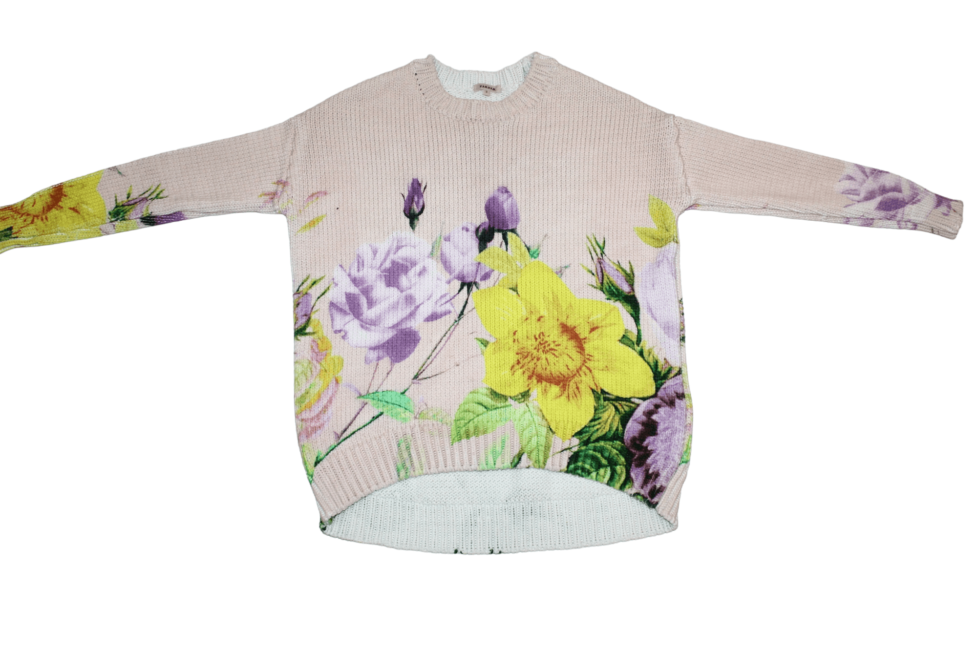 Homespun Knitwear P.A.R.O.S.H. Floral Cotton Blend Cable Knit Crewneck Sweater Size S / US 4 / IT 40 - 2 Thumbnail