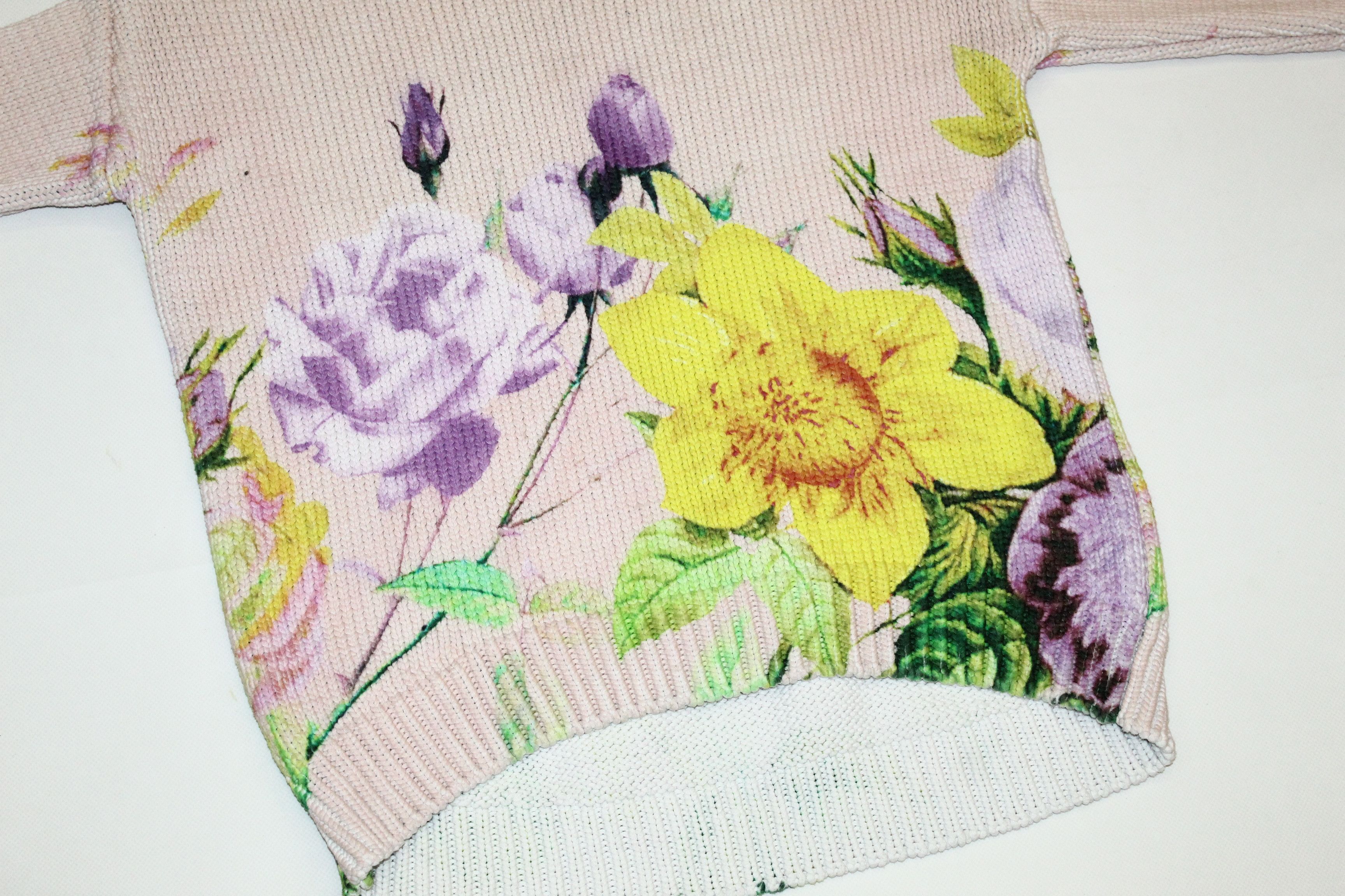 Homespun Knitwear P.A.R.O.S.H. Floral Cotton Blend Cable Knit Crewneck Sweater Size S / US 4 / IT 40 - 4 Thumbnail