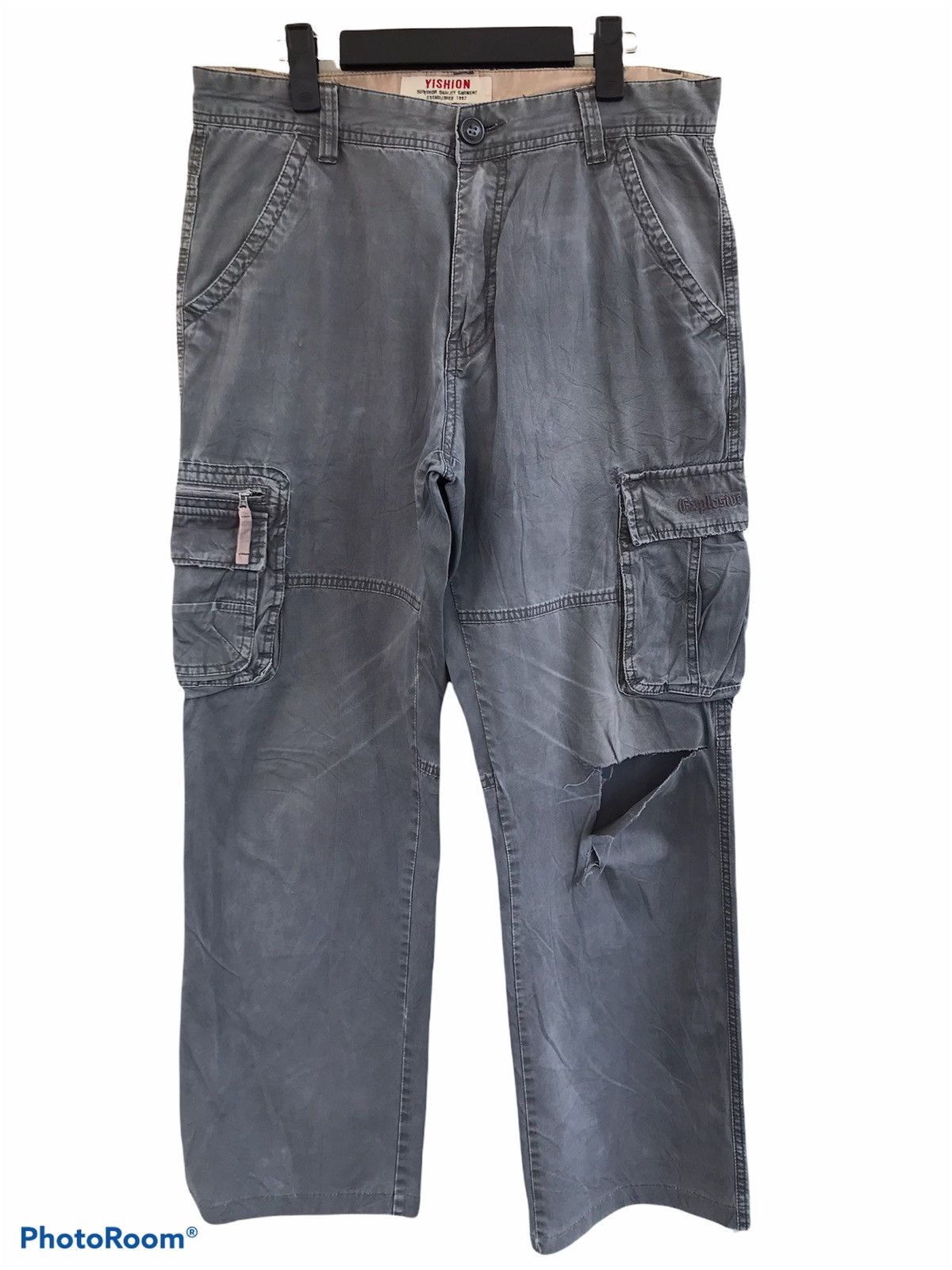 Japanese Brand Yishion distressed cargo multipocket utility Size US 33 - 1 Thumbnail