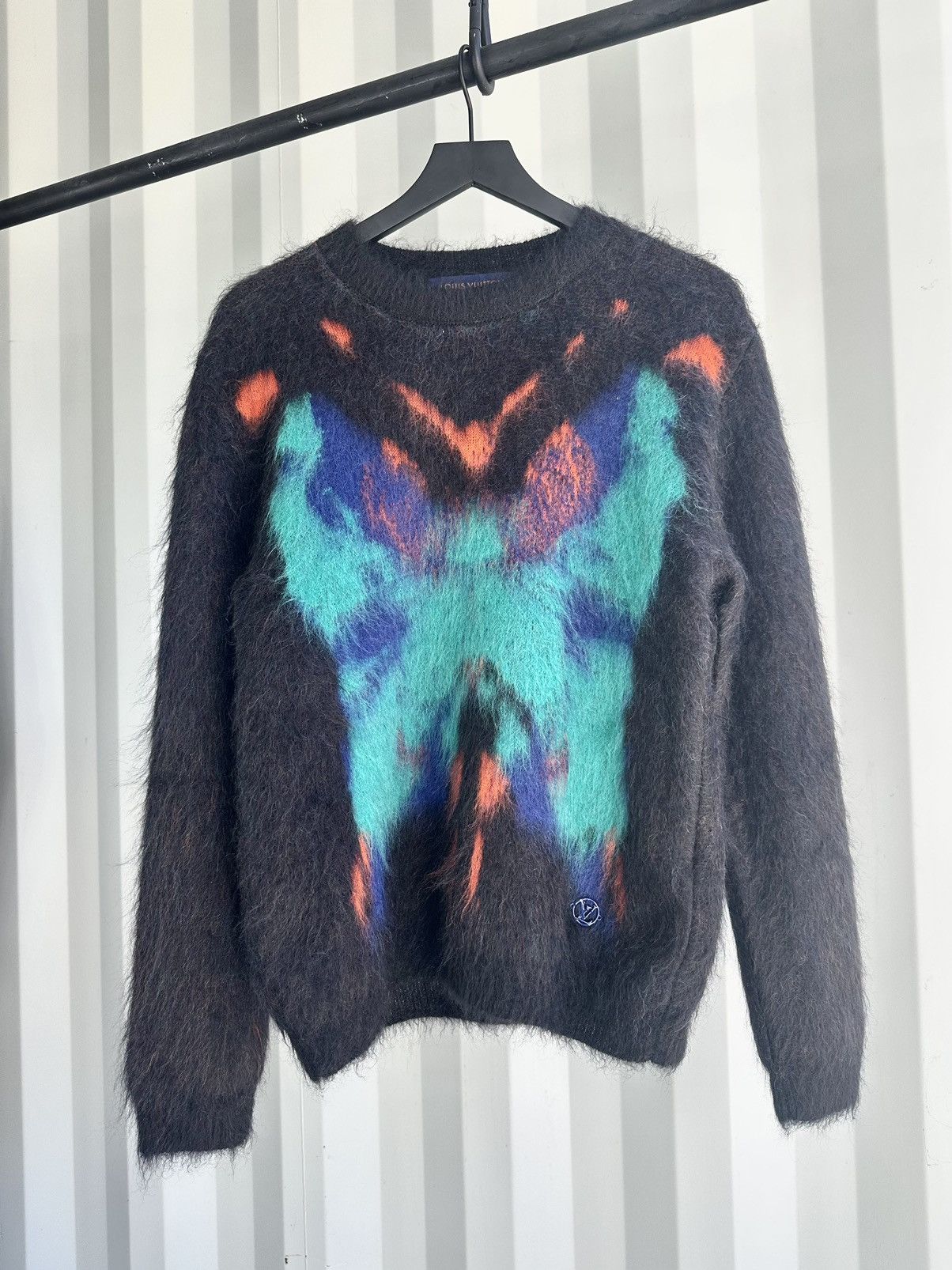 image of Louis Vuitton x Virgil Abloh Mohair Butterfly Sweater in Black, Men's (Size Small)