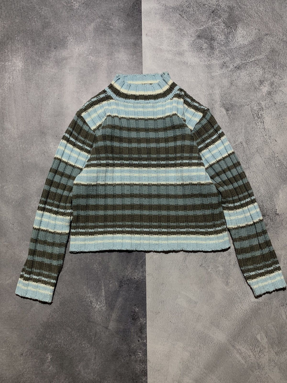 Japanese Brand × Vintage Vintage Y2K striped knitwear sweater streetwear style size M Size M / US 6-8 / IT 42-44 - 1 Thumbnail