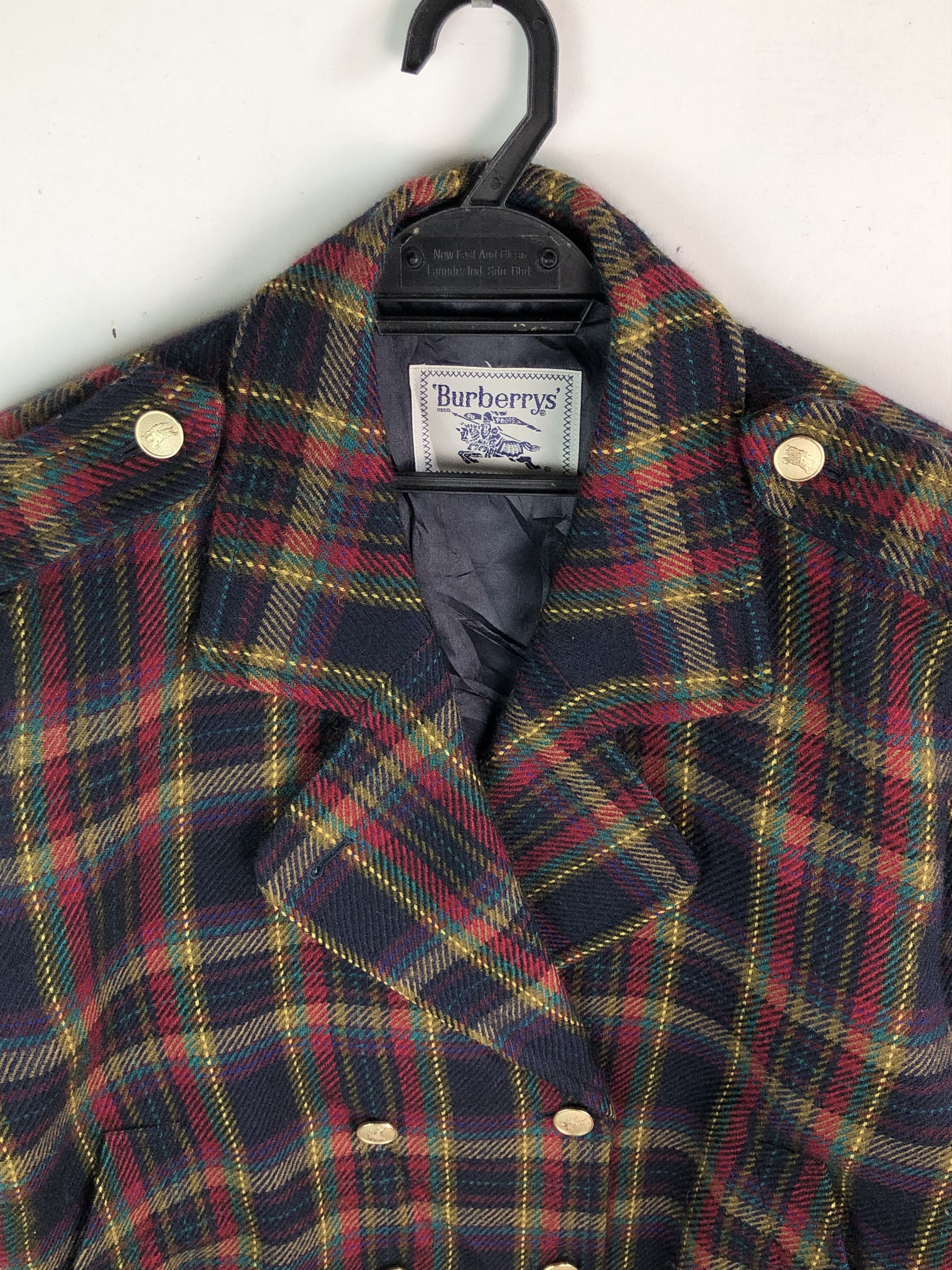 Burberry × Vintage RARE🔥VTG BURBERRYS GOLD BUTTON DOUBLE COLLAR WOOL JACKET Size US M / EU 48-50 / 2 - 8 Thumbnail
