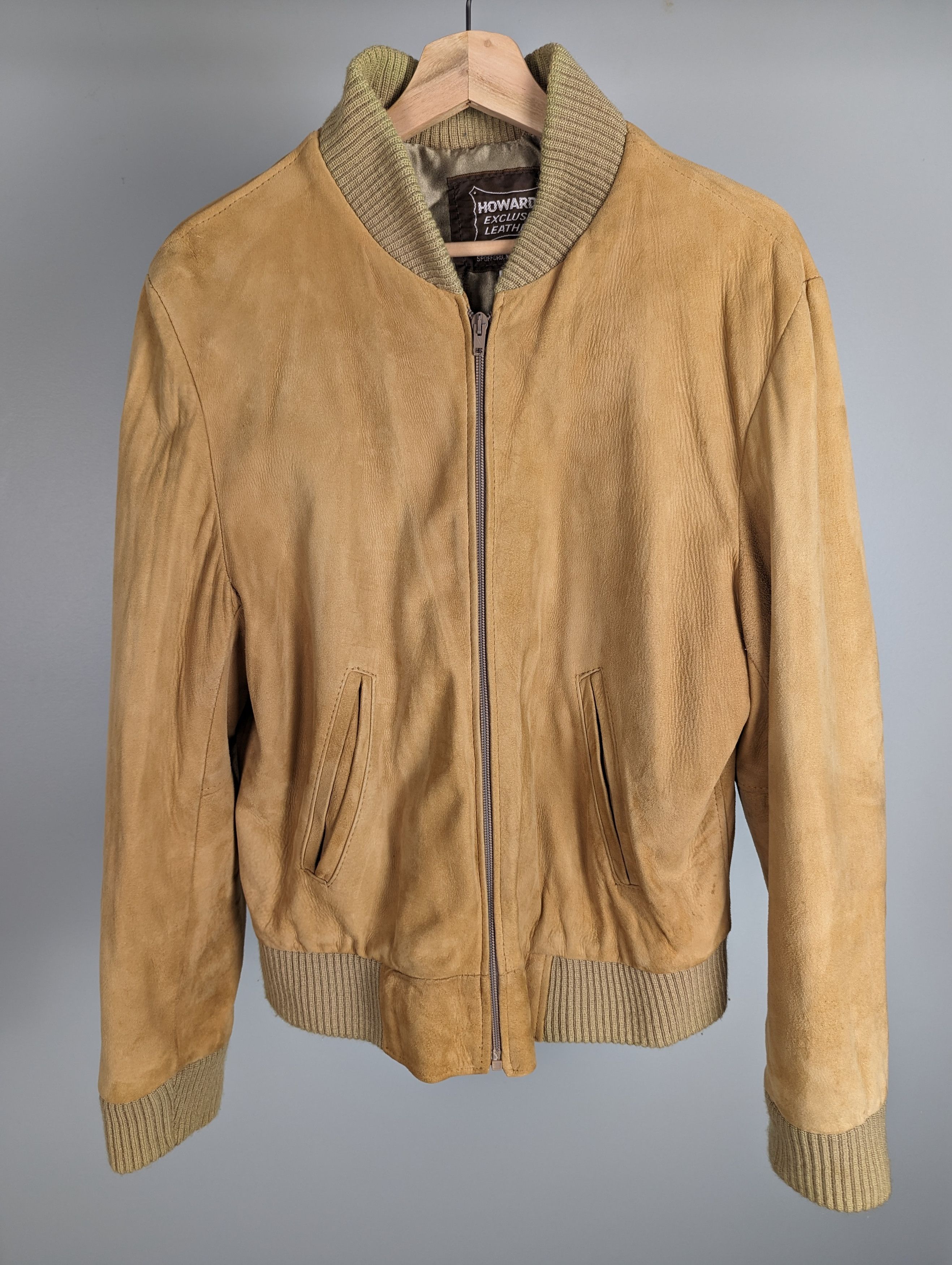Vintage suede leather bomber jacket