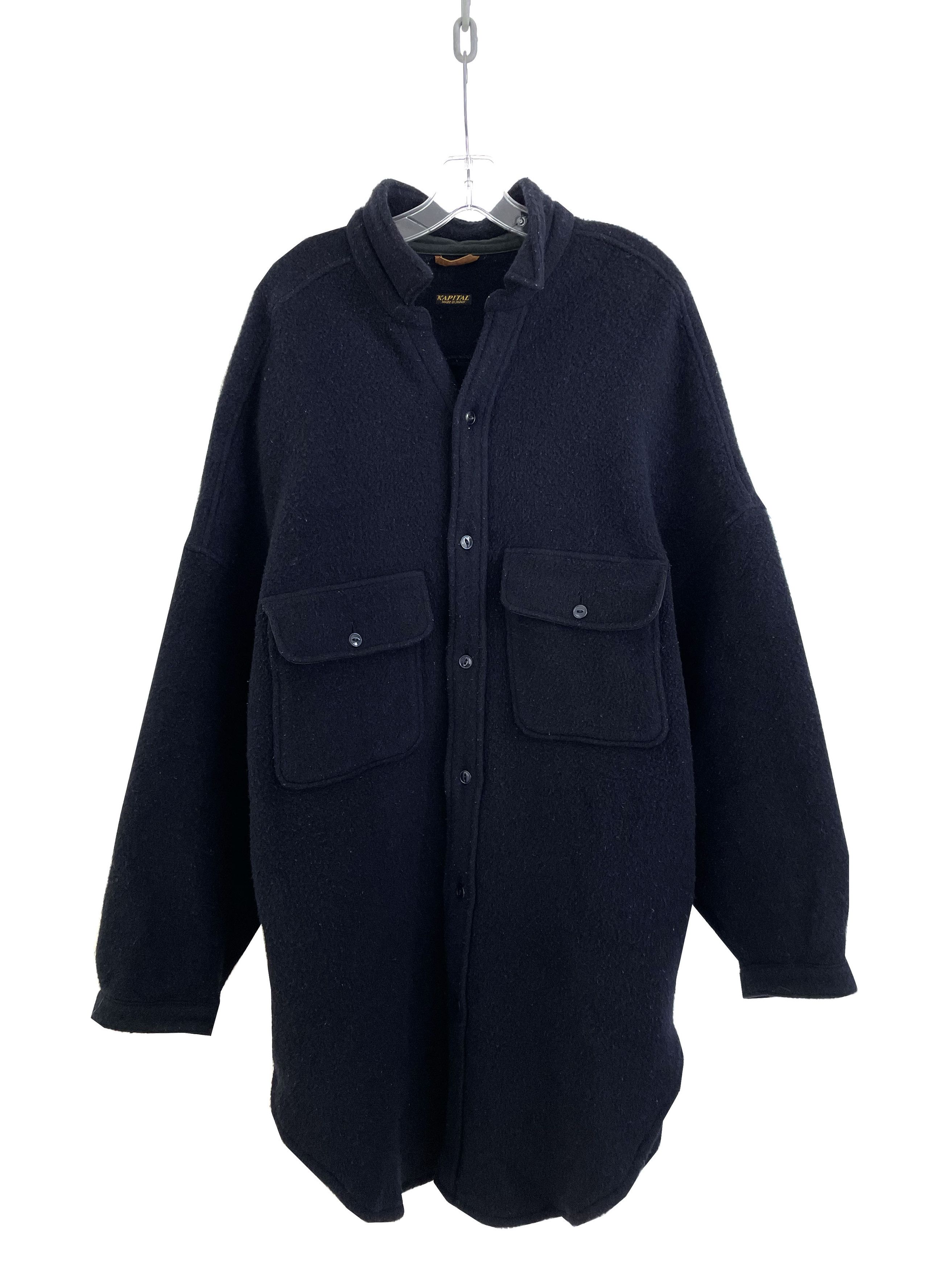 image of Kapital Oversized Wool Slappy Shirt in Navy, Men's (Size 2XL)