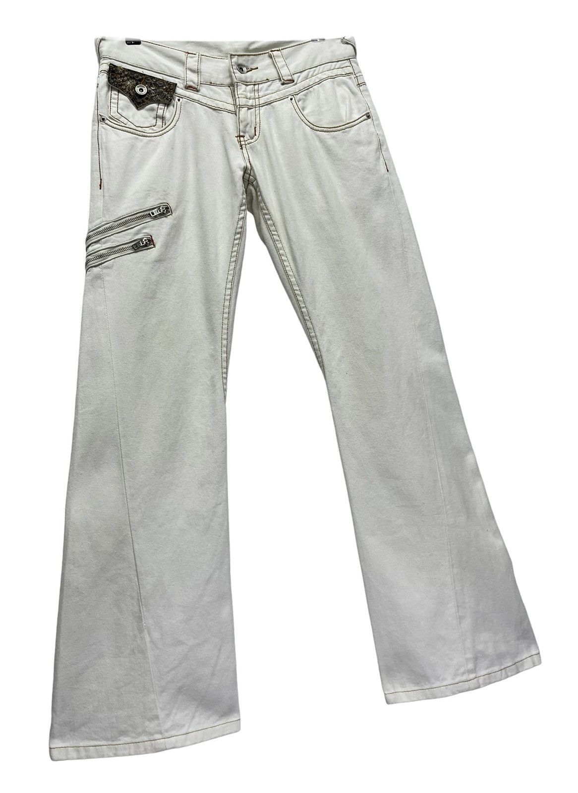 semanticdesign 🔥 SEMANTIC DESIGN Punk Bondage Zipper Low Rise Flare Pants Size US 29 - 2 Thumbnail