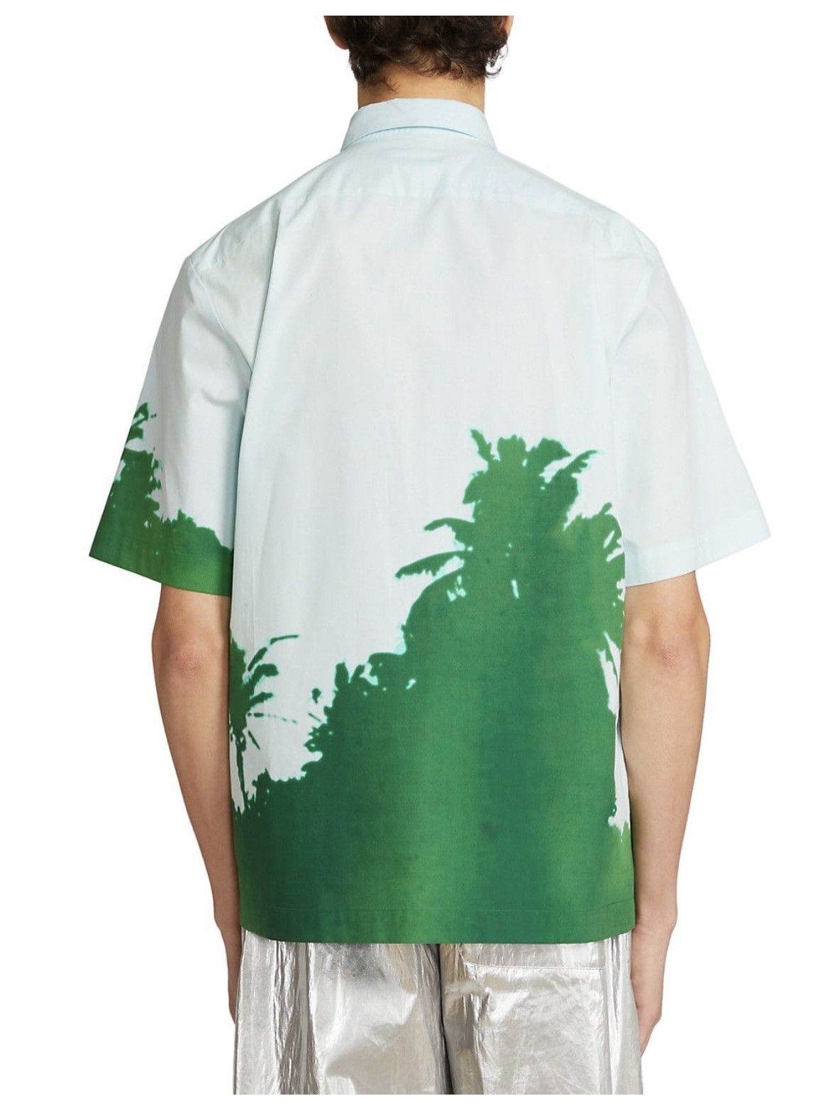 Dries Van Noten NEW 48 Len Lye Clasen Short-Sleeve Palm Graphic Shirt Blue Size US M / EU 48-50 / 2 - 5 Thumbnail