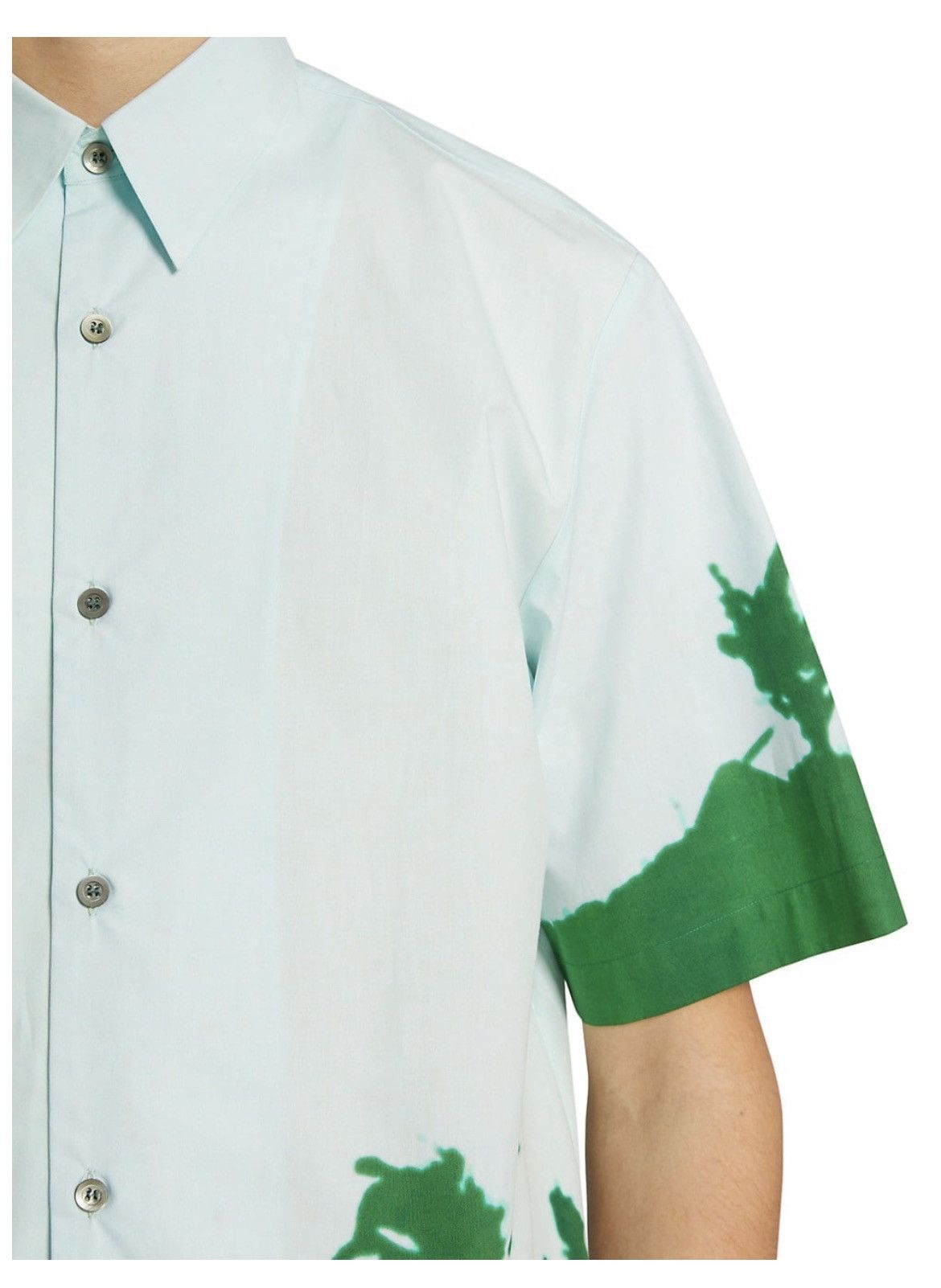 Dries Van Noten NEW 48 Len Lye Clasen Short-Sleeve Palm Graphic Shirt Blue Size US M / EU 48-50 / 2 - 6 Thumbnail