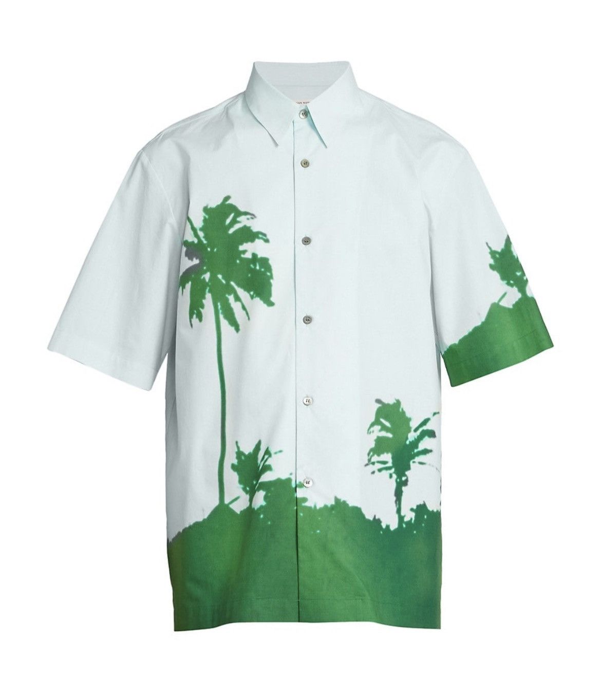 Dries Van Noten NEW 48 Len Lye Clasen Short-Sleeve Palm Graphic Shirt Blue Size US M / EU 48-50 / 2 - 2 Thumbnail