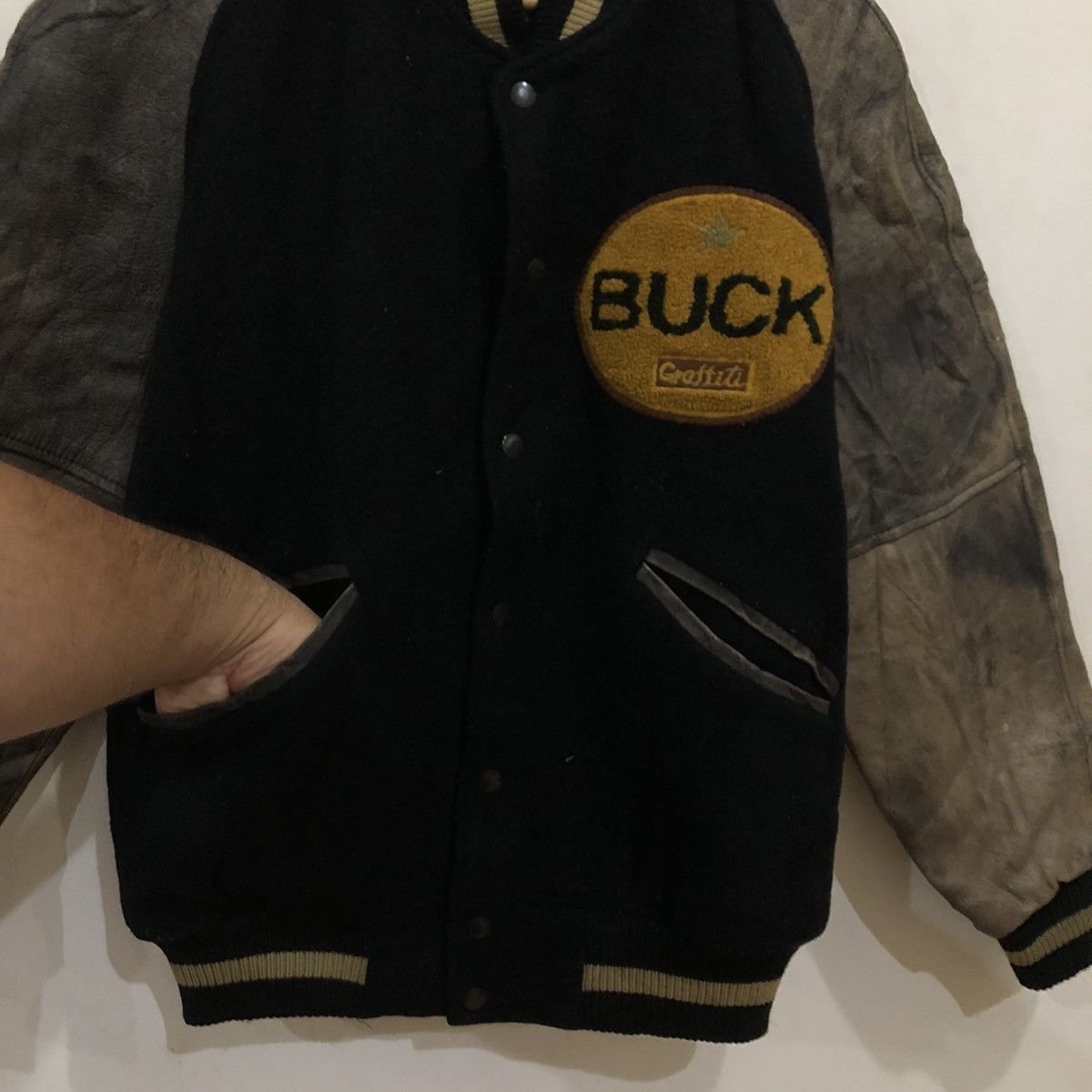 Japanese Brand Varsity Leather Jacket BUCK Graffiti Size US M / EU 48-50 / 2 - 4 Thumbnail