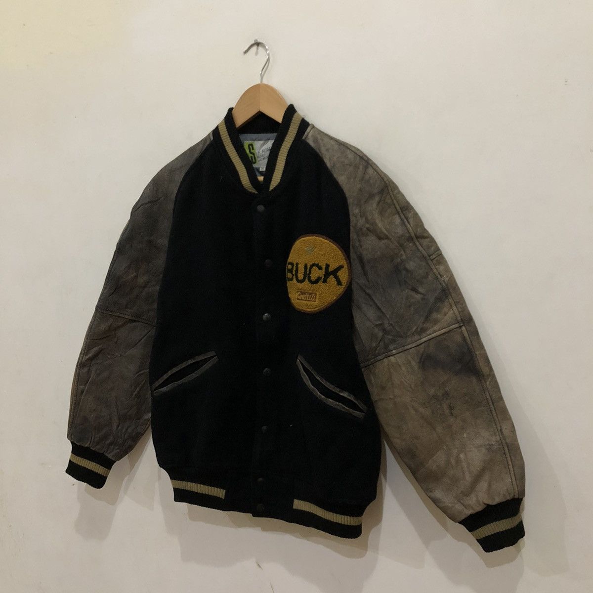 Japanese Brand Varsity Leather Jacket BUCK Graffiti Size US M / EU 48-50 / 2 - 3 Thumbnail