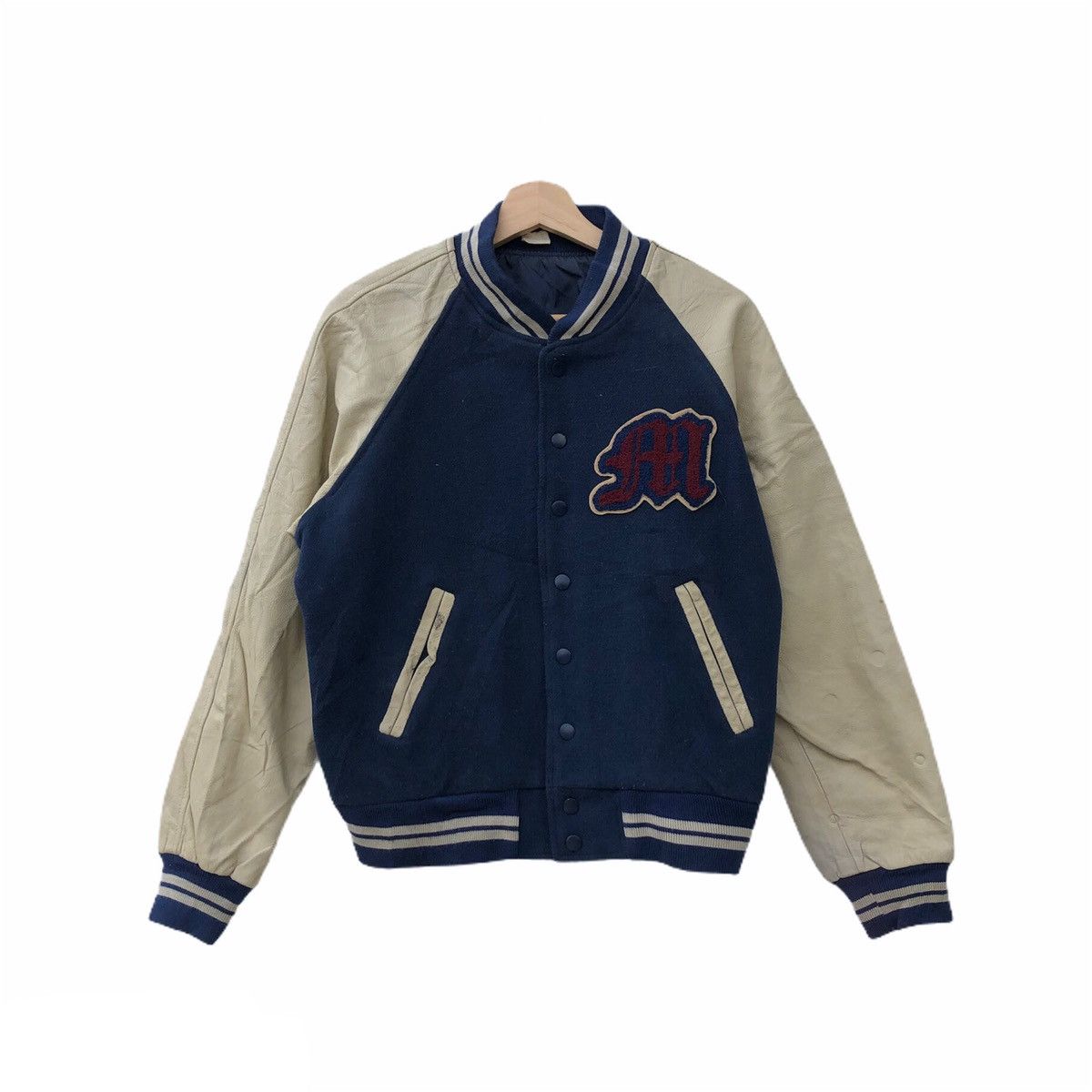 VARSITY JACKET LEATHER SLEEVE BIG LOGO