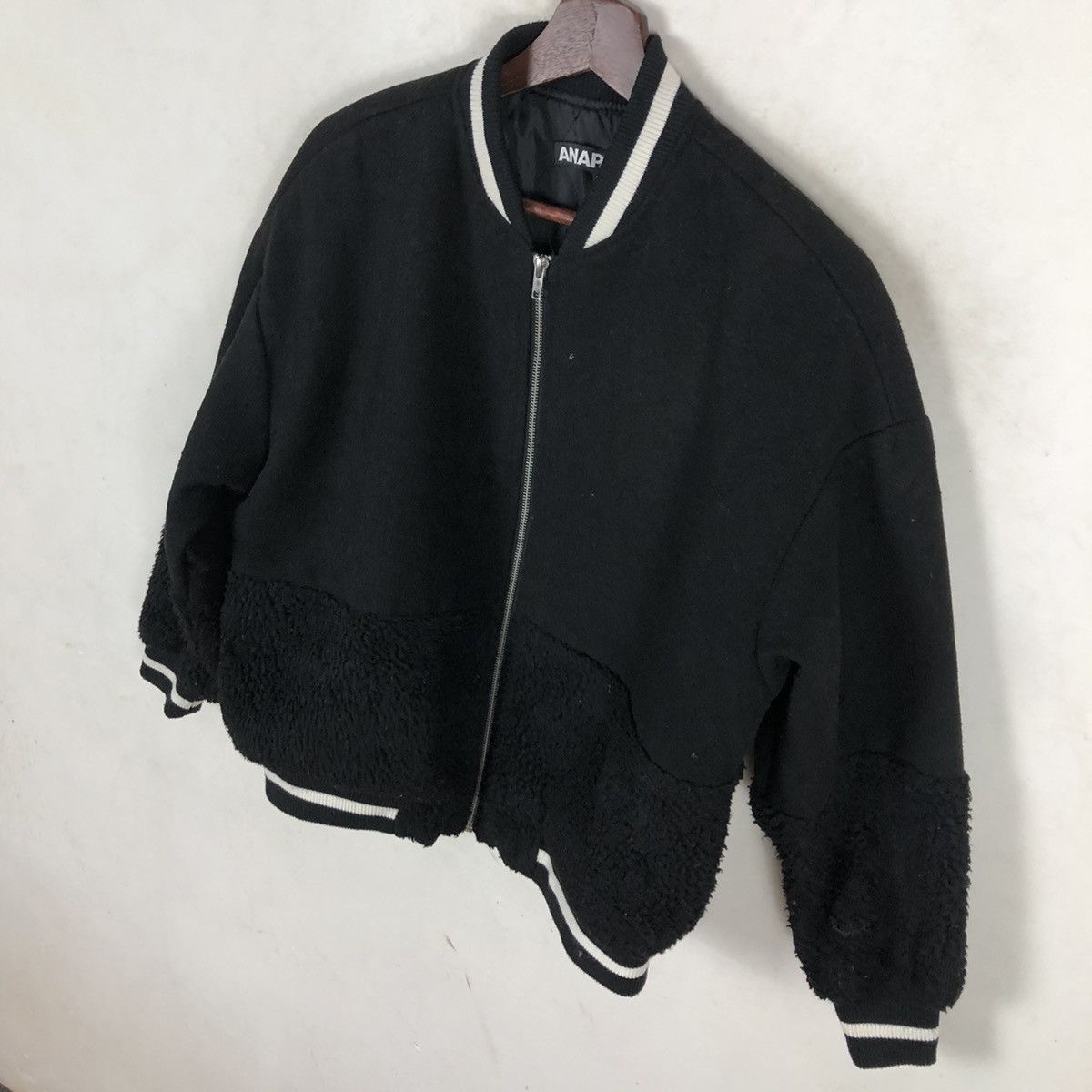 Japanese Brand ANAP VARSITY JACKET PLAIN BLACK AND WHITE Size US M / EU 48-50 / 2 - 3 Thumbnail
