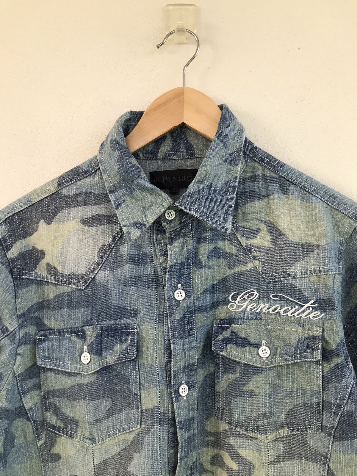 In The Attic Rare🔥🔥In The Attic Blue camo Denim Shirt Size US M / EU 48-50 / 2 - 3 Thumbnail