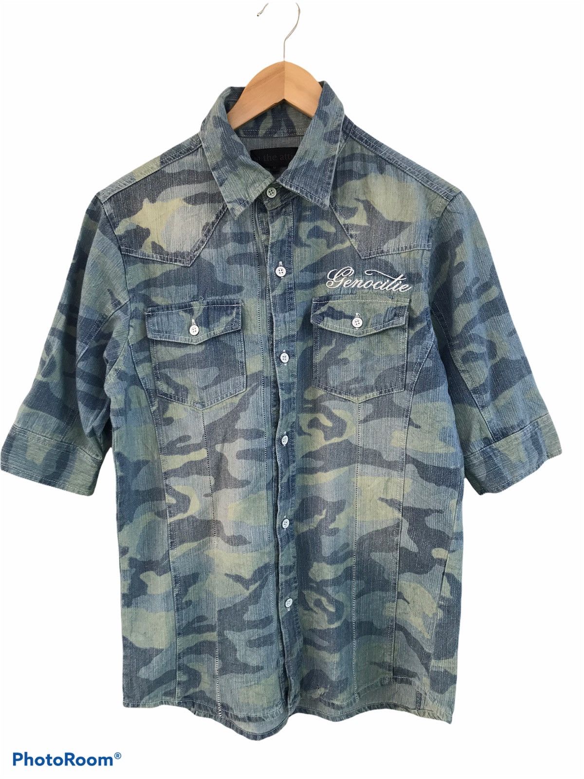 In The Attic Rare🔥🔥In The Attic Blue camo Denim Shirt Size US M / EU 48-50 / 2 - 1 Thumbnail