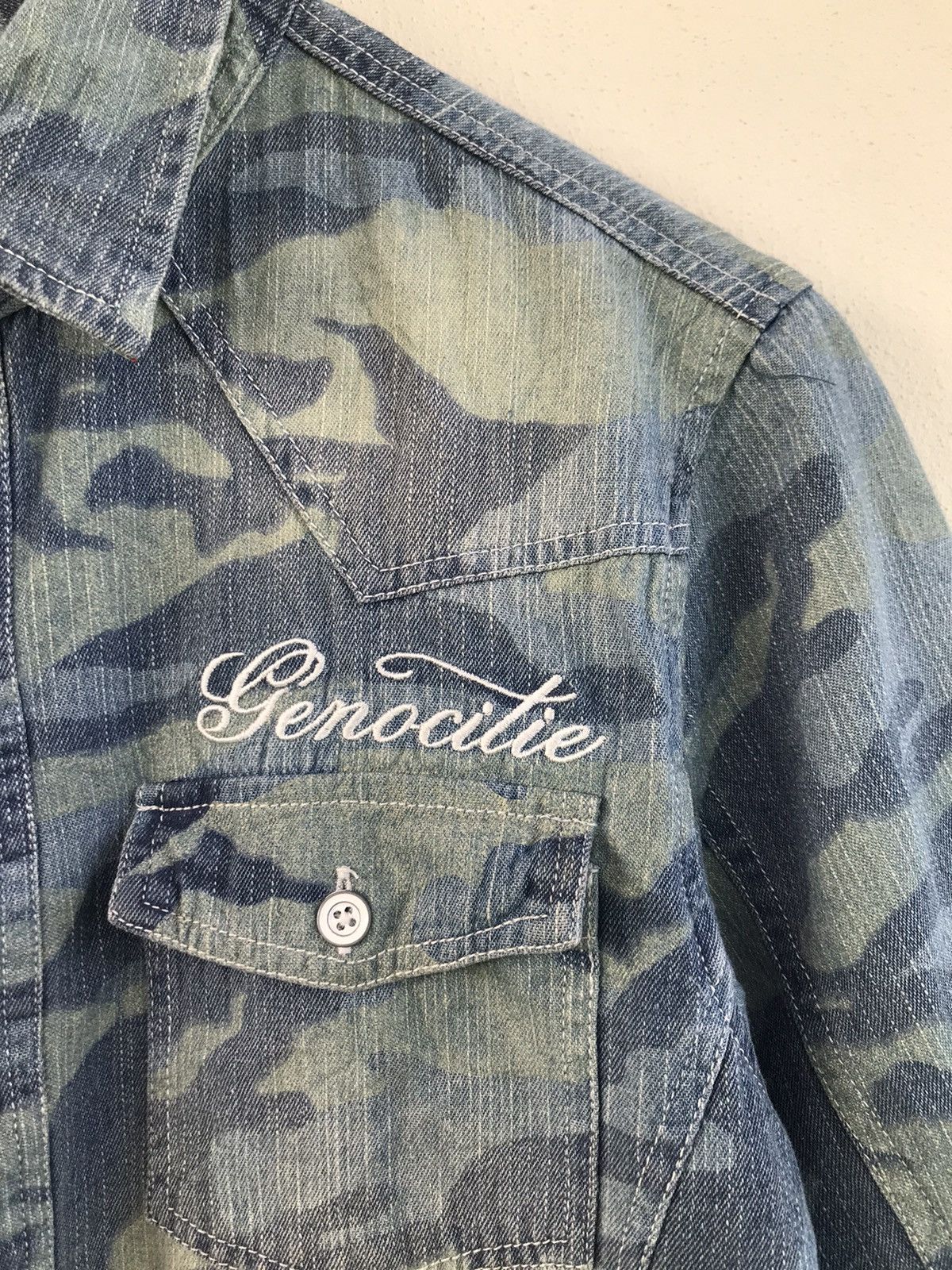 In The Attic Rare🔥🔥In The Attic Blue camo Denim Shirt Size US M / EU 48-50 / 2 - 4 Thumbnail