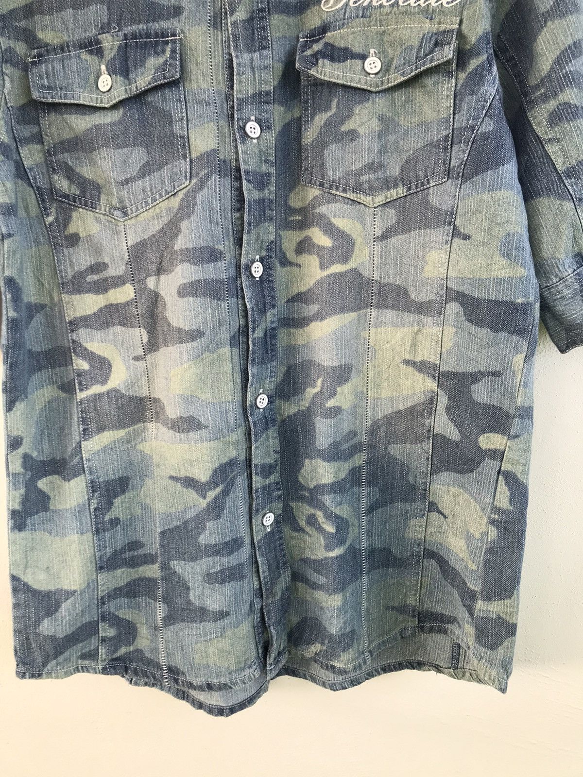 In The Attic Rare🔥🔥In The Attic Blue camo Denim Shirt Size US M / EU 48-50 / 2 - 9 Thumbnail