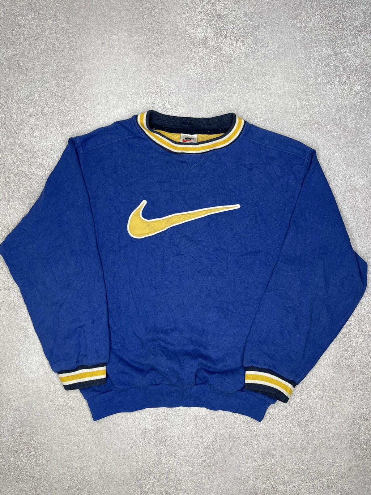 Nike × Nike ACG × Vintage Vintage Nike Sweatshirts Big Logo Blue Drill Y2K Size US S / EU 44-46 / 1 - 2 Thumbnail