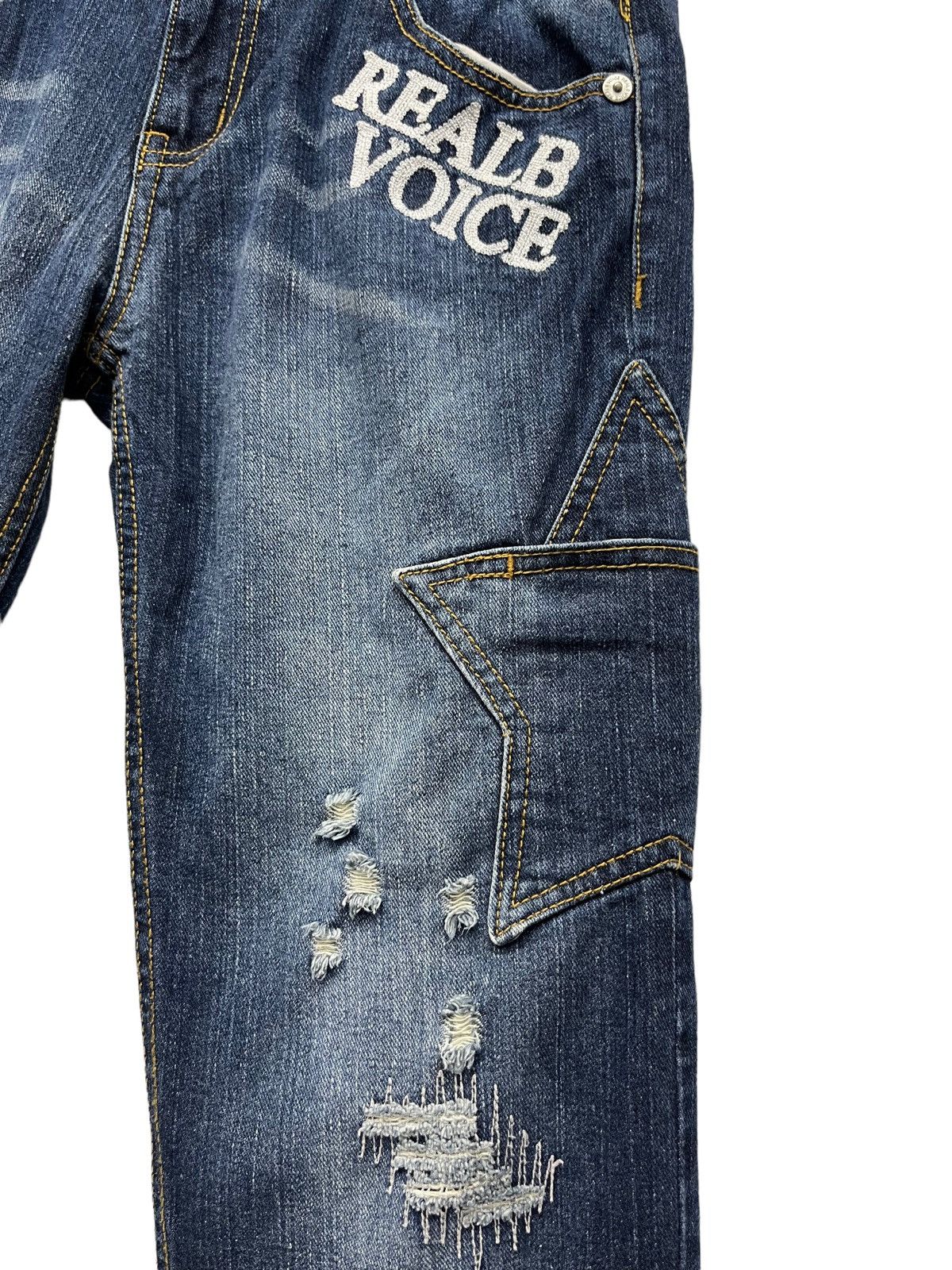 Japanese Brand DOPE💥REALBVOICE Hysteric Star Cargo Pocket Distressed Denim Size US 29 - 4 Thumbnail