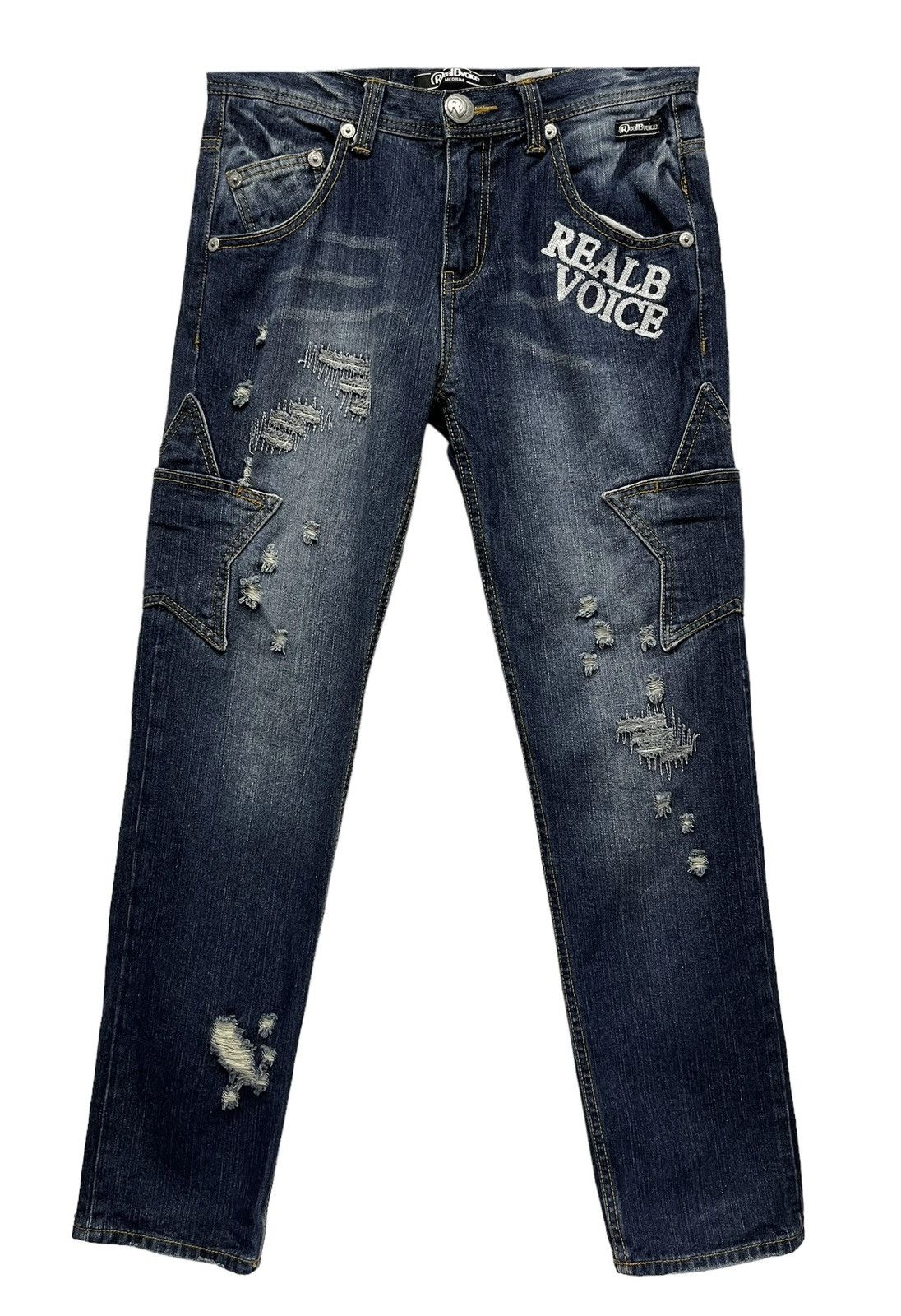 Japanese Brand DOPE💥REALBVOICE Hysteric Star Cargo Pocket Distressed Denim Size US 29 - 3 Thumbnail
