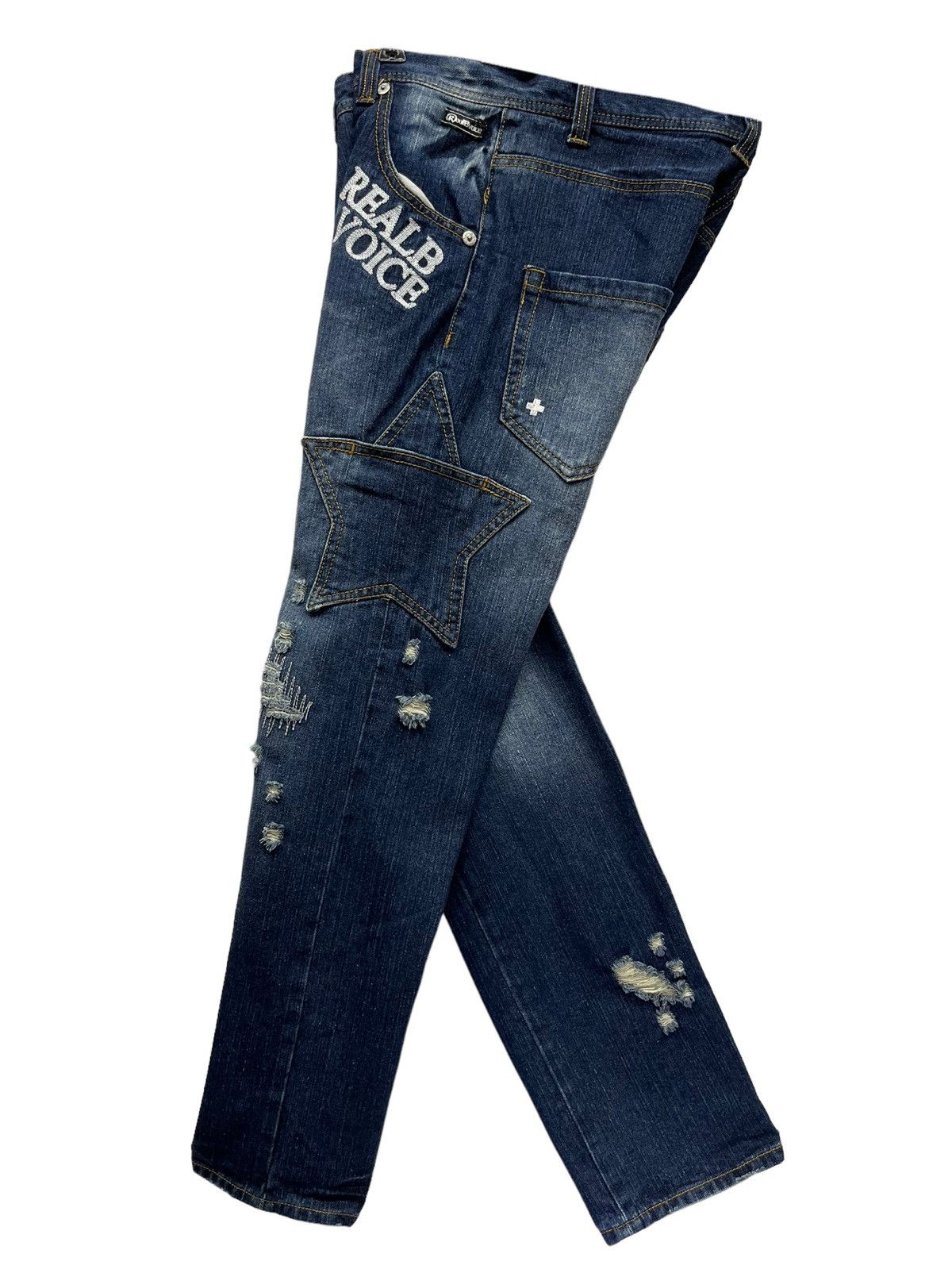Japanese Brand DOPE💥REALBVOICE Hysteric Star Cargo Pocket Distressed Denim Size US 29 - 11 Thumbnail