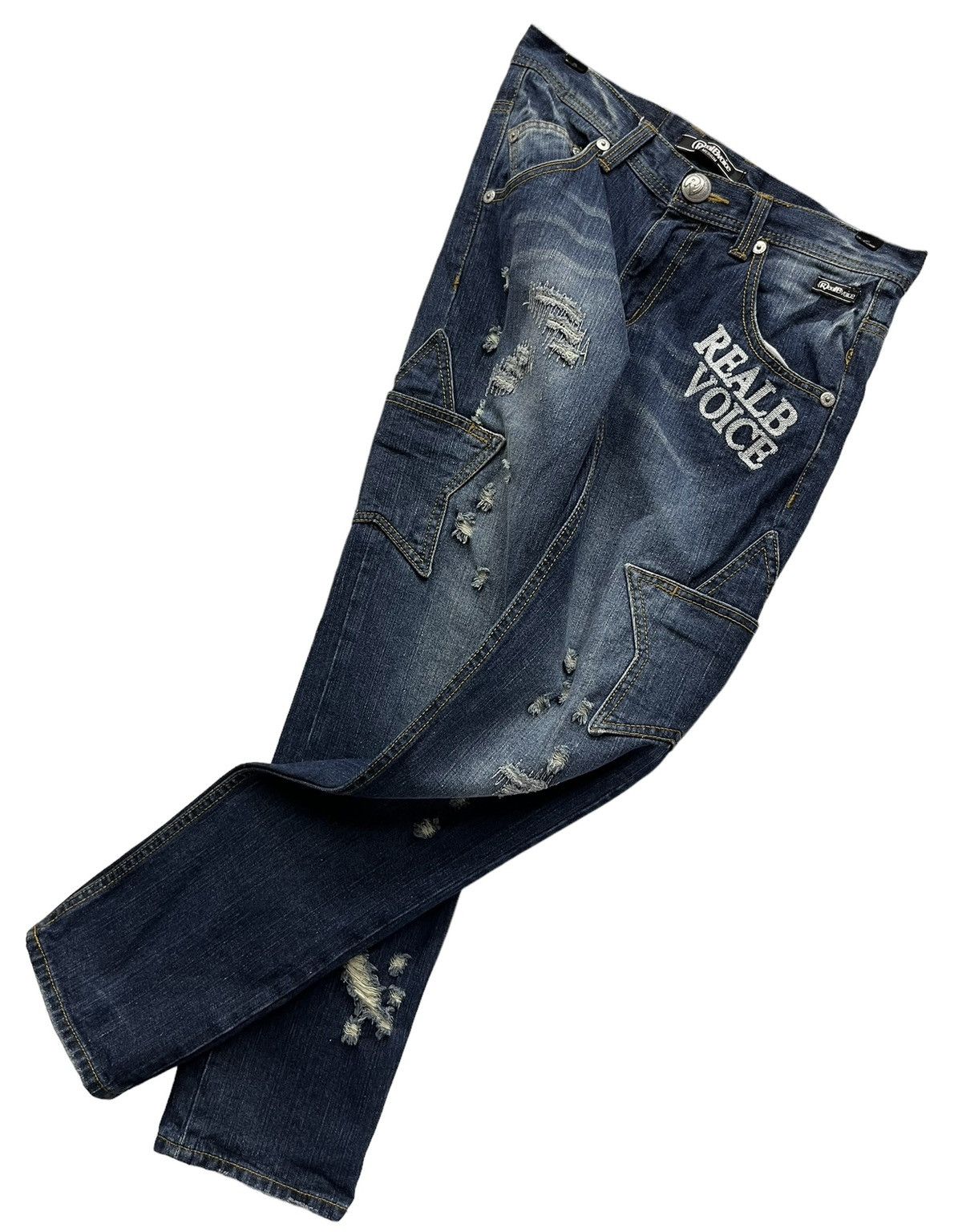 Japanese Brand DOPE💥REALBVOICE Hysteric Star Cargo Pocket Distressed Denim Size US 29 - 1 Thumbnail
