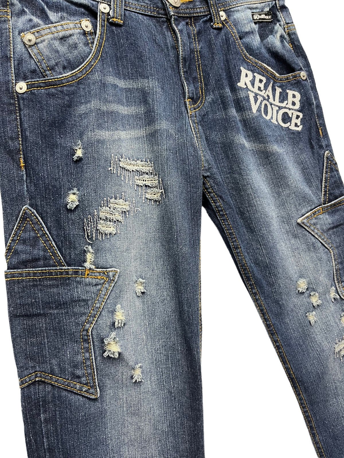 Japanese Brand DOPE💥REALBVOICE Hysteric Star Cargo Pocket Distressed Denim Size US 29 - 5 Thumbnail