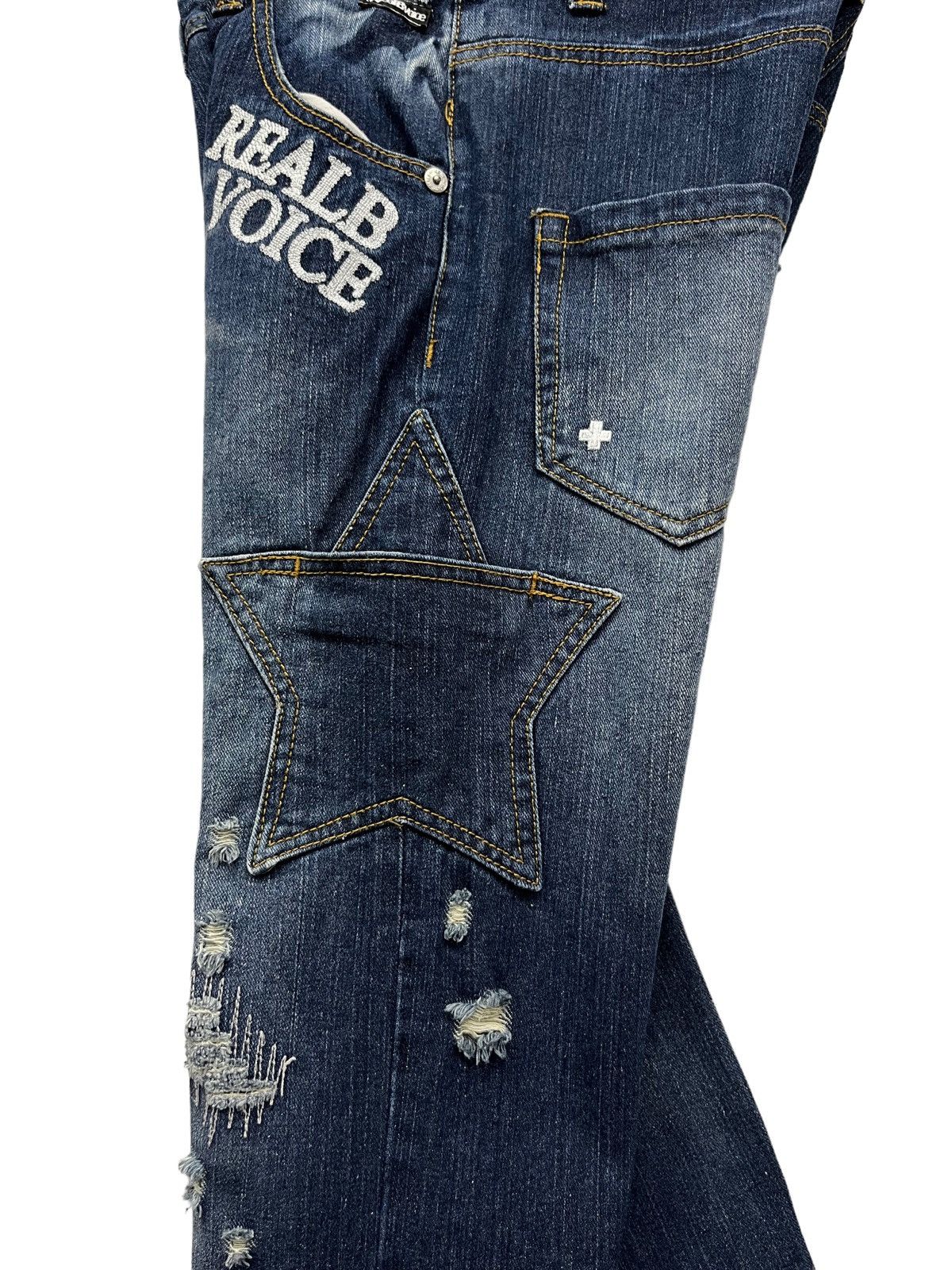 Japanese Brand DOPE💥REALBVOICE Hysteric Star Cargo Pocket Distressed Denim Size US 29 - 12 Thumbnail