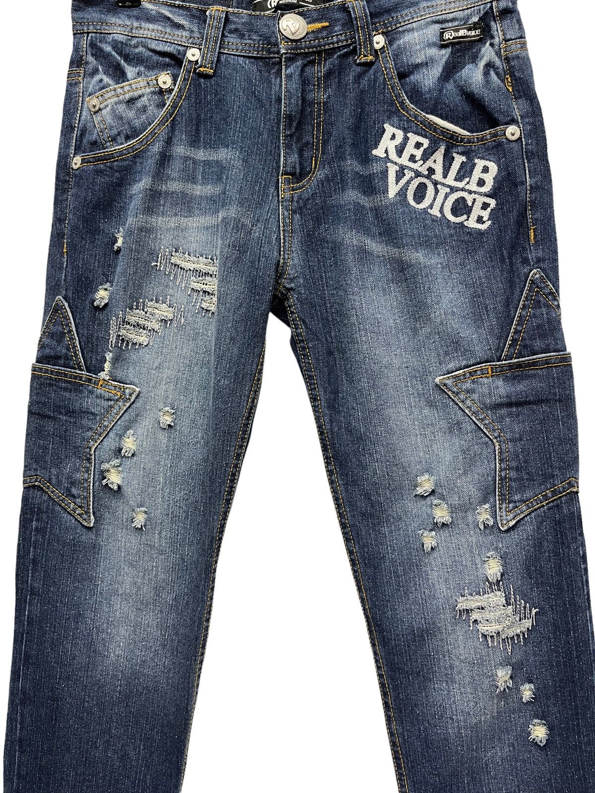 Japanese Brand DOPE💥REALBVOICE Hysteric Star Cargo Pocket Distressed Denim Size US 29 - 2 Thumbnail