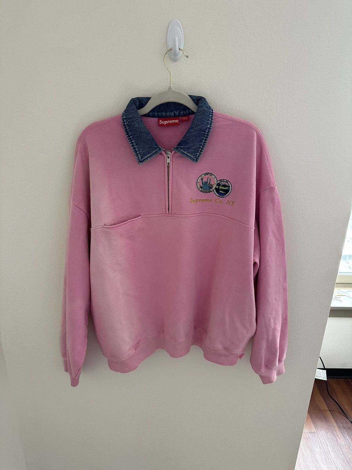 Supreme Supreme Denim Collar Half Zip Sweatshirt | Grailed
