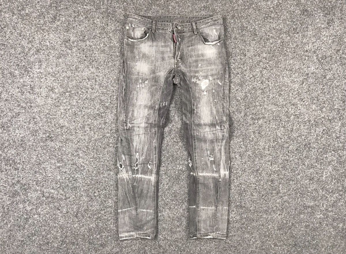Dsquared2 Designer gray jeans with denim paint Jeans