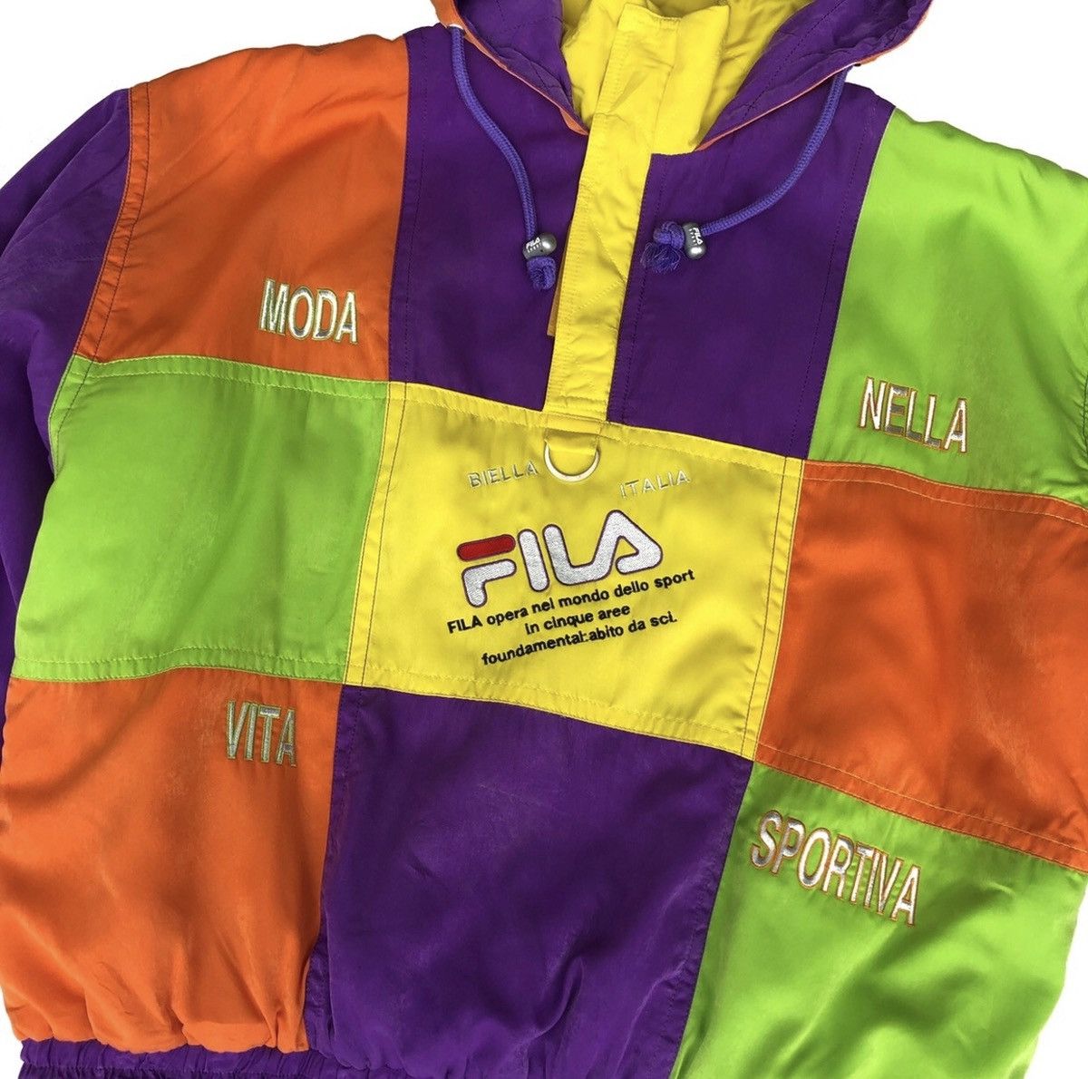 Fila FILA Biella Italia MultiColor Block Hoodie Jacket Size US L / EU 52-54 / 3 - 3 Thumbnail