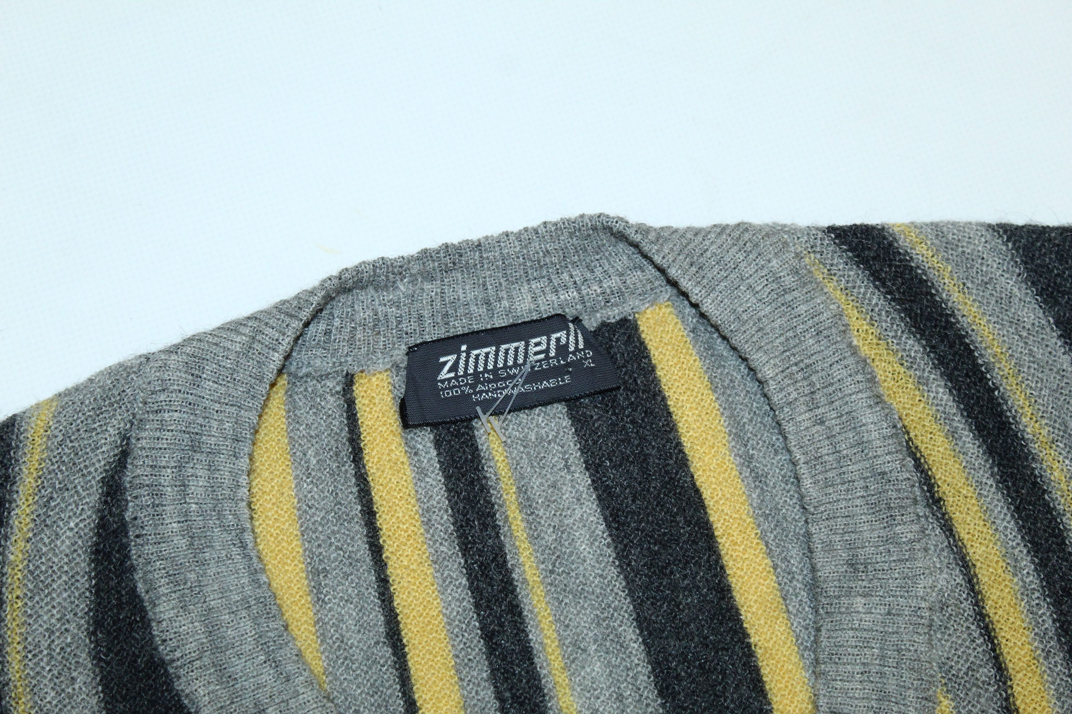 Zimmerli Zimmerli Switzerland V-neck Alpaca Knitted Stripes Sweater Size US L / EU 52-54 / 3 - 7 Thumbnail