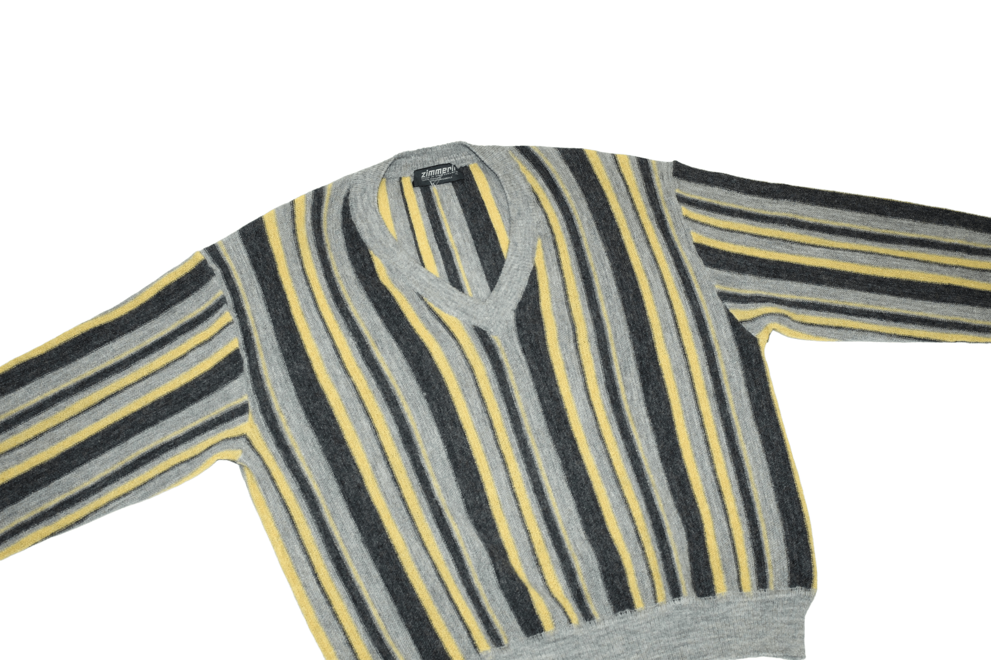 Zimmerli Zimmerli Switzerland V-neck Alpaca Knitted Stripes Sweater Size US L / EU 52-54 / 3 - 4 Thumbnail