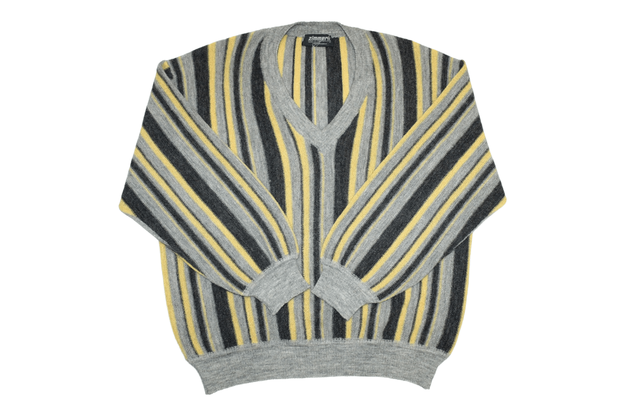 Zimmerli Zimmerli Switzerland V-neck Alpaca Knitted Stripes Sweater Size US L / EU 52-54 / 3 - 1 Thumbnail