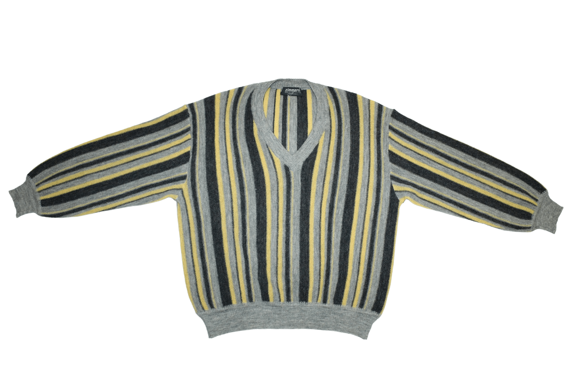 Zimmerli Zimmerli Switzerland V-neck Alpaca Knitted Stripes Sweater Size US L / EU 52-54 / 3 - 2 Thumbnail