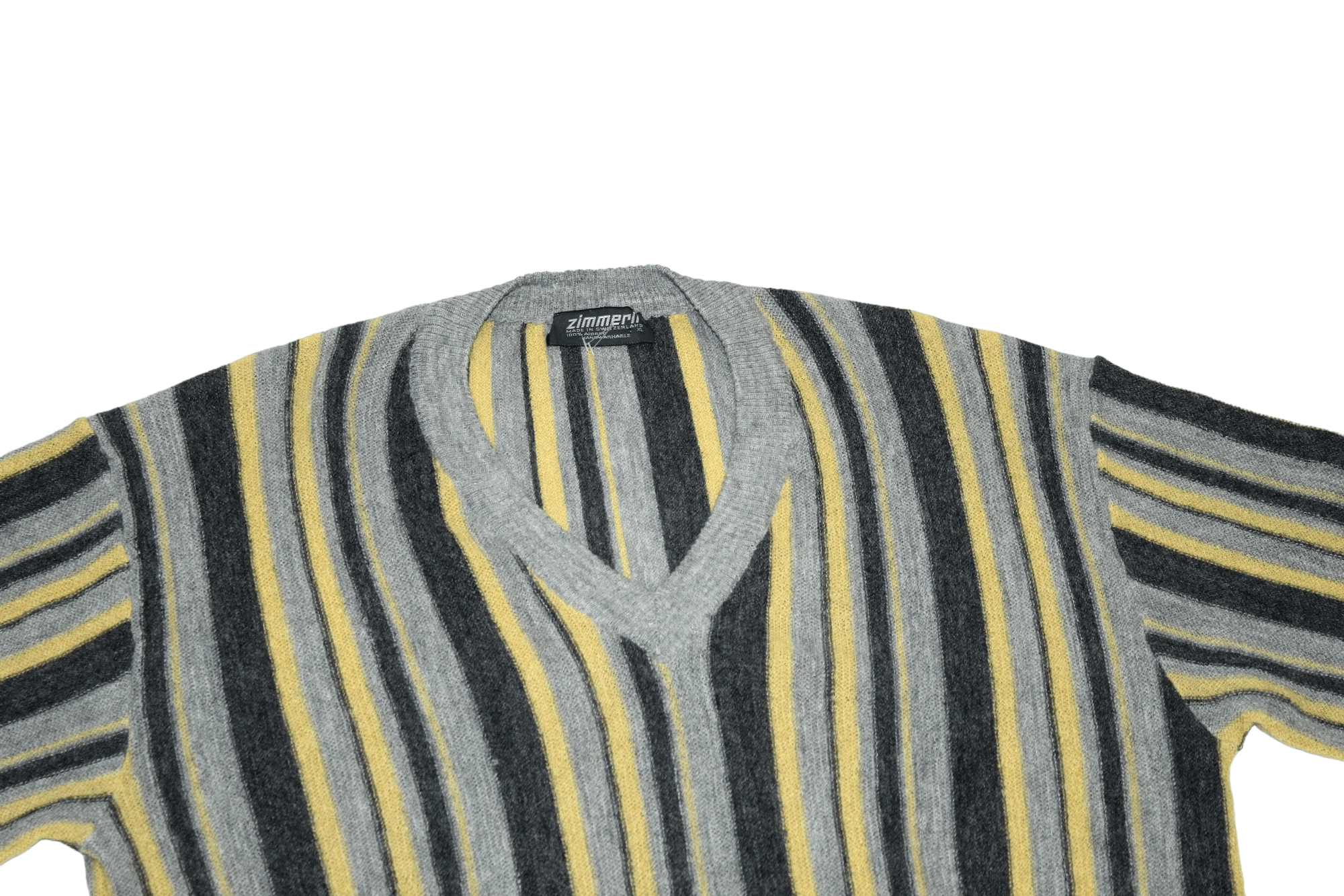 Zimmerli Zimmerli Switzerland V-neck Alpaca Knitted Stripes Sweater Size US L / EU 52-54 / 3 - 3 Thumbnail