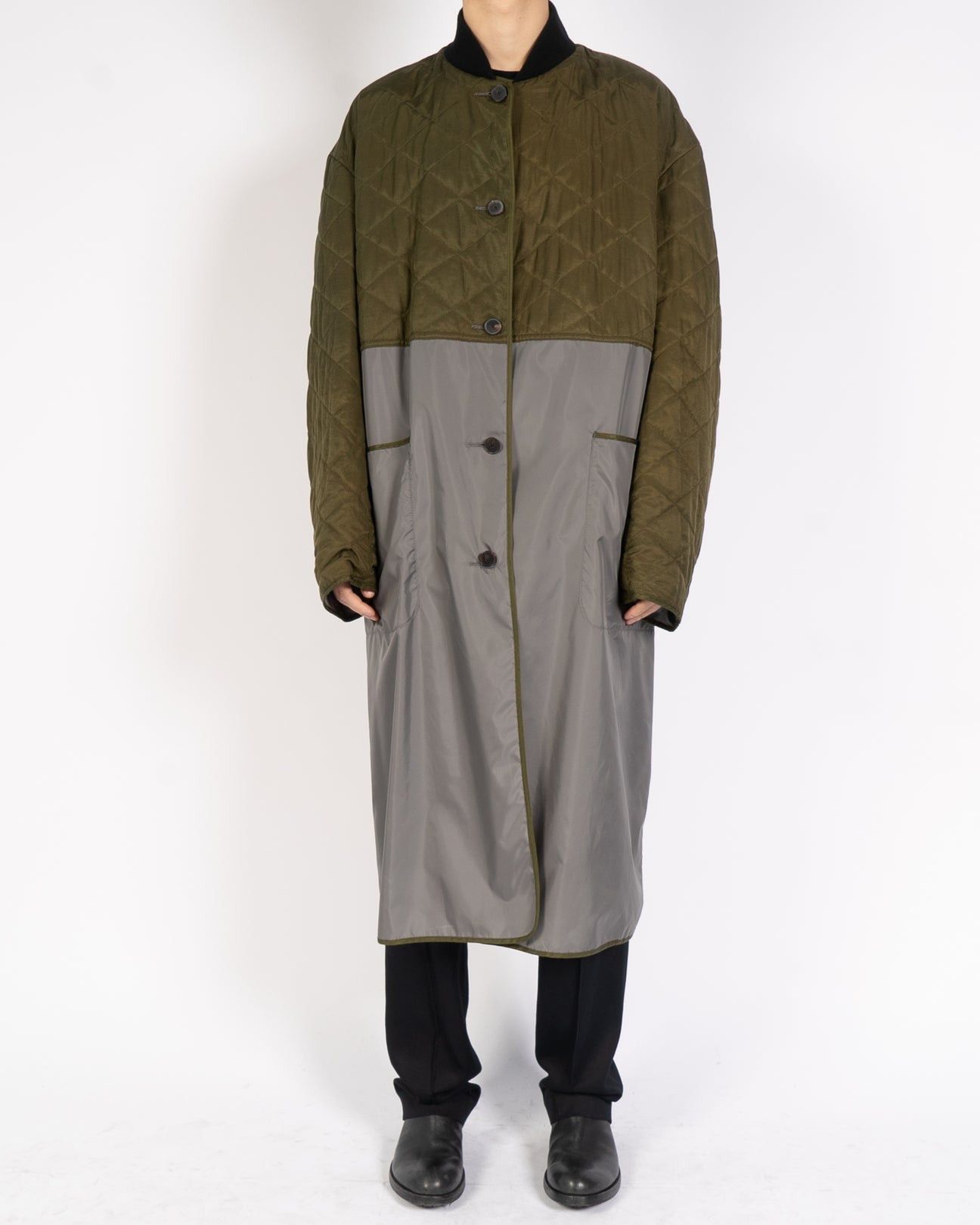 image of Haider Ackermann Fw19 Oversized Reversible Bomber Coat Green & Grey, Men's (Size Small)