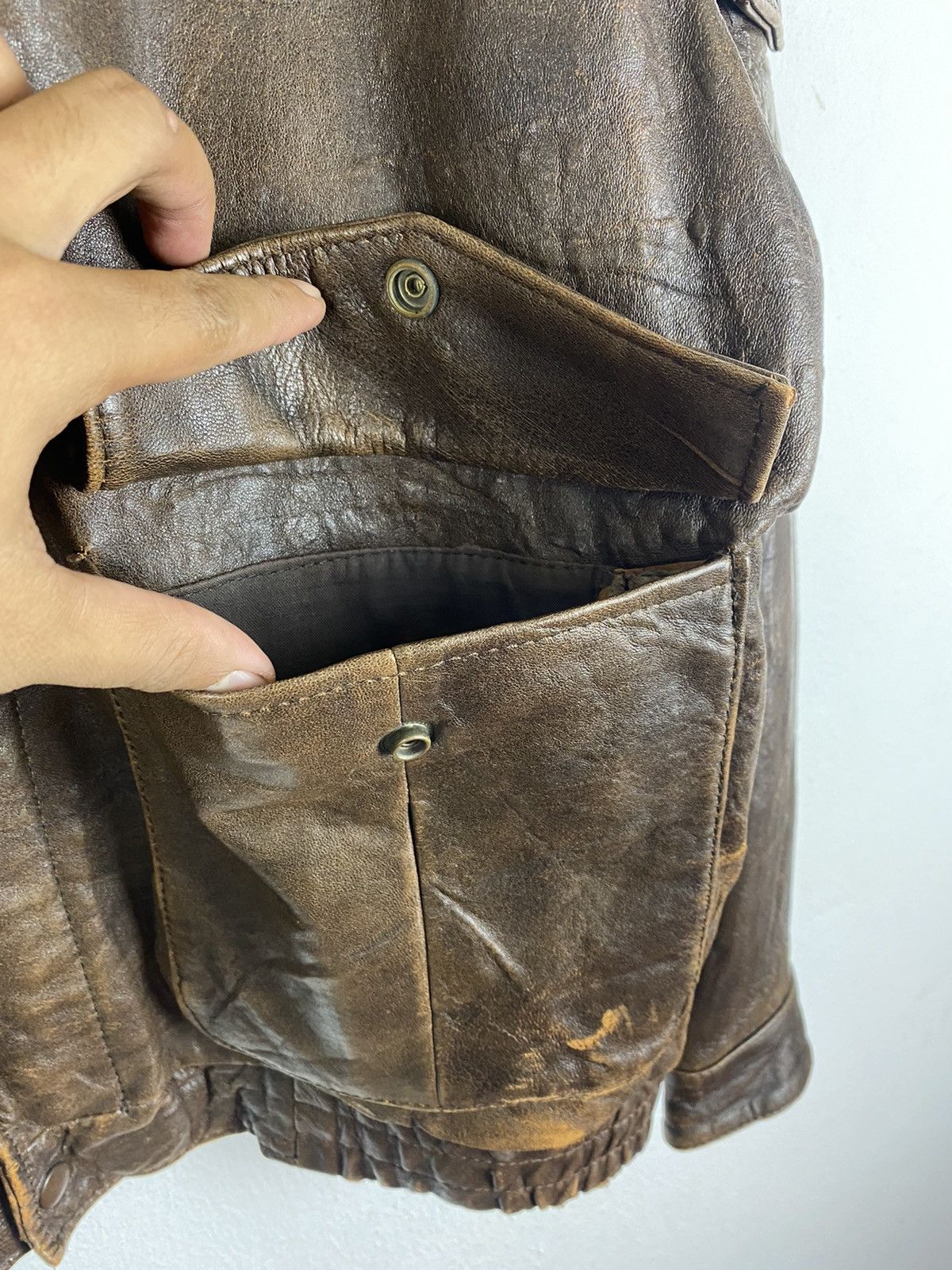 Vintage 🔥VINTAGE FLIGHT LEATHER JACKET BY HOUSTON NYC Size US M / EU 48-50 / 2 - 8 Thumbnail