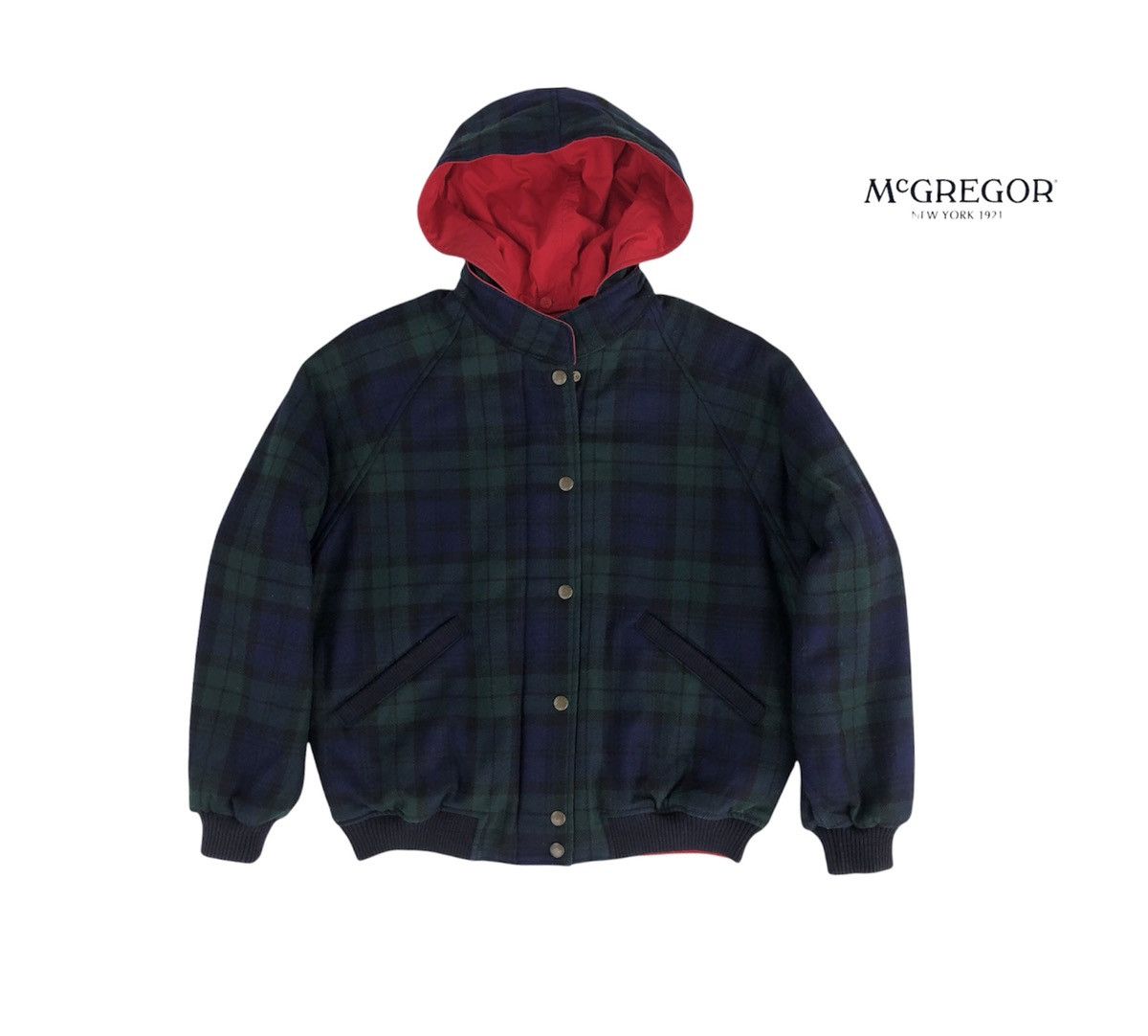 Vintage McGREGOR Sportswear Arcylic Reversible Hooded Bomber Jacket