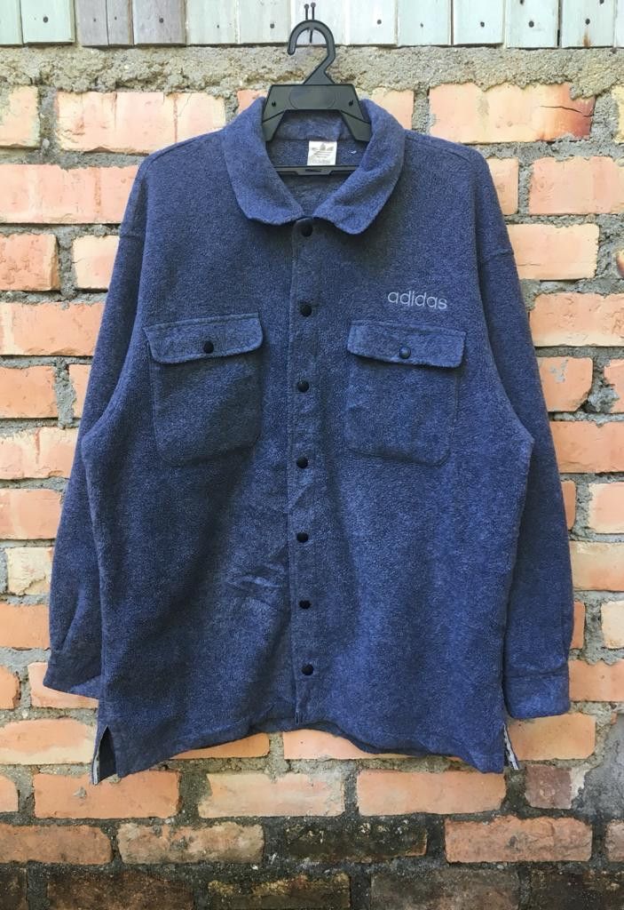 Adidas × Designer × Vintage Adidas Fleece Snap Button Size US L / EU 52-54 / 3 - 1 Thumbnail