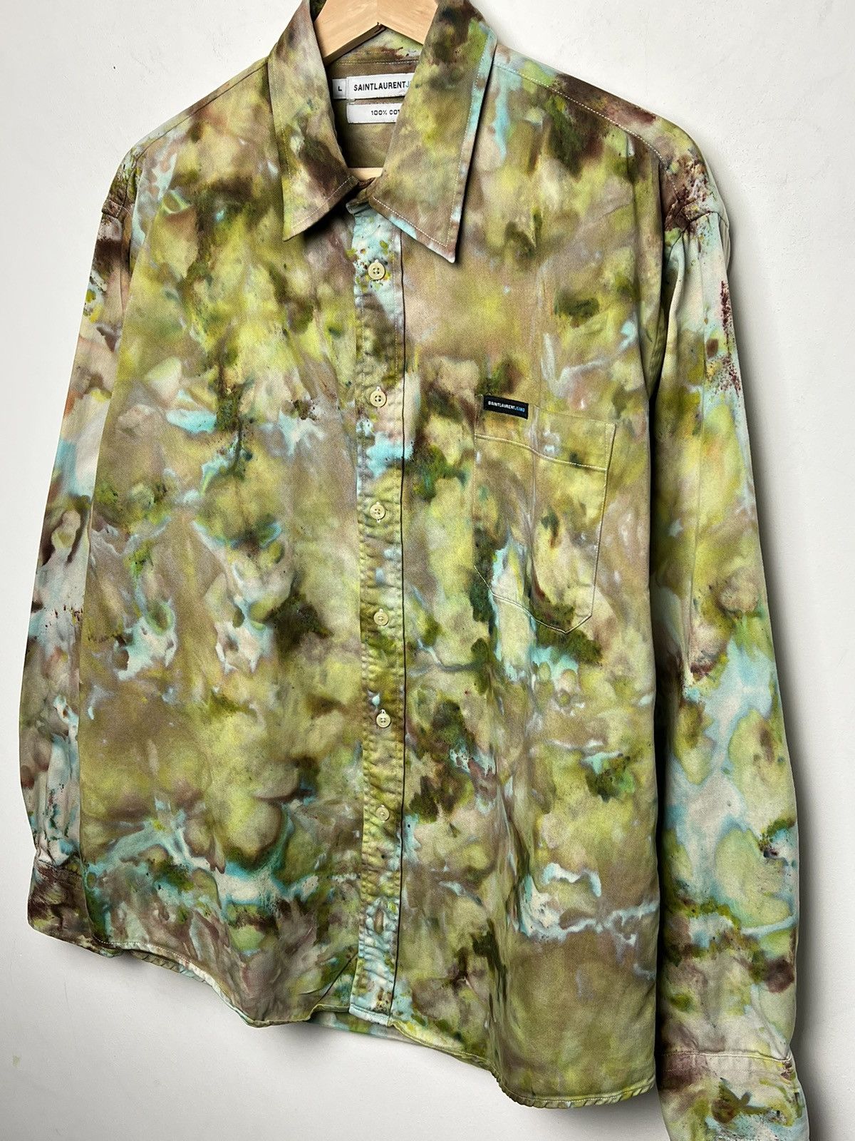 Vintage YSL y2k tie dye camo mold solid cotton shirt flannel travis Size US L / EU 52-54 / 3 - 3 Thumbnail
