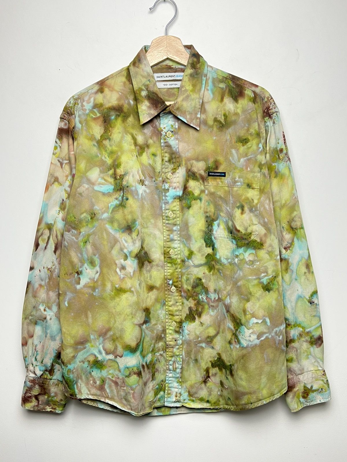 Vintage YSL y2k tie dye camo mold solid cotton shirt flannel travis Size US L / EU 52-54 / 3 - 2 Preview