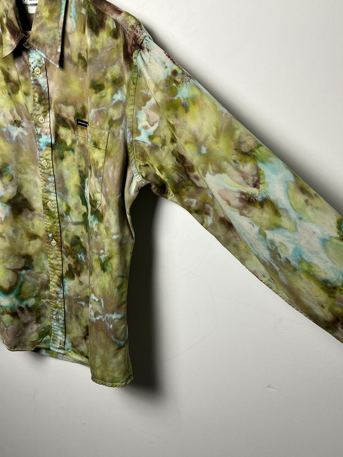 Vintage YSL y2k tie dye camo mold solid cotton shirt flannel travis Size US L / EU 52-54 / 3 - 7 Thumbnail