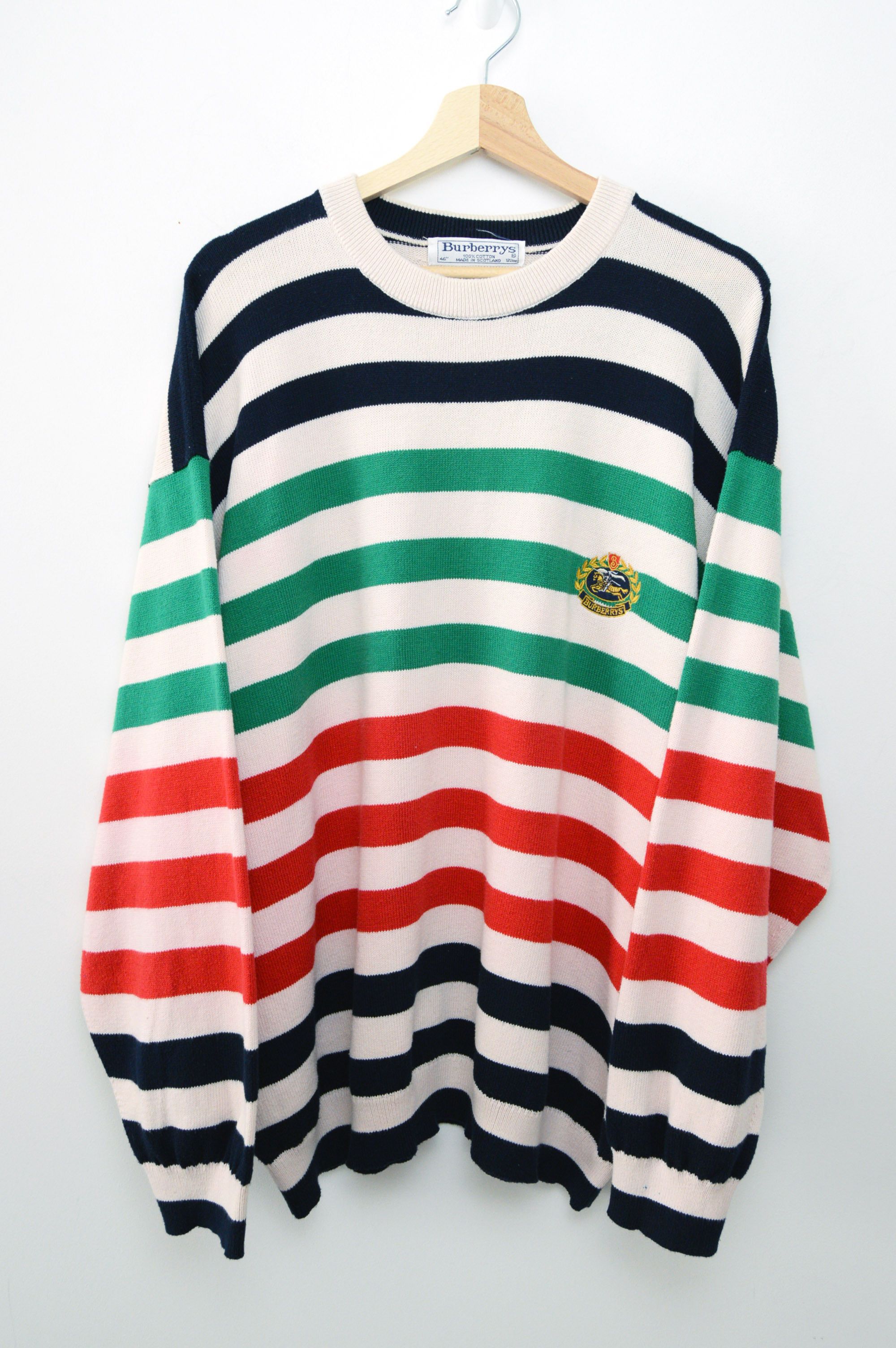 image of Archival Clothing x Burberry Sweater Vintage Striped Iconic Oversized, Men's (Size XL)