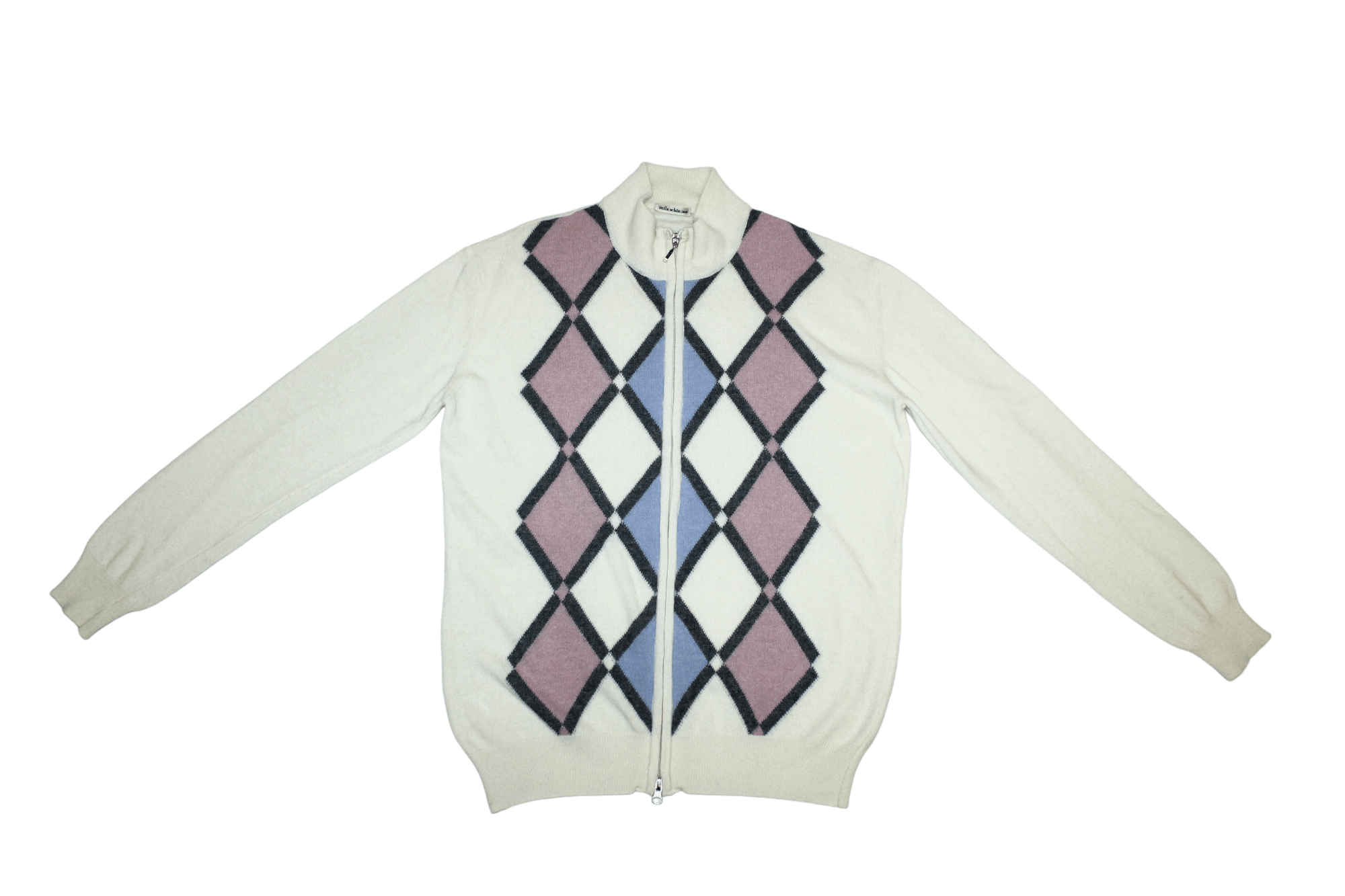 Mila Schon Rare Vtg Mila Schon Blue Label Argyle Wool Blend Zip Sweater Size US M / EU 48-50 / 2 - 3 Thumbnail
