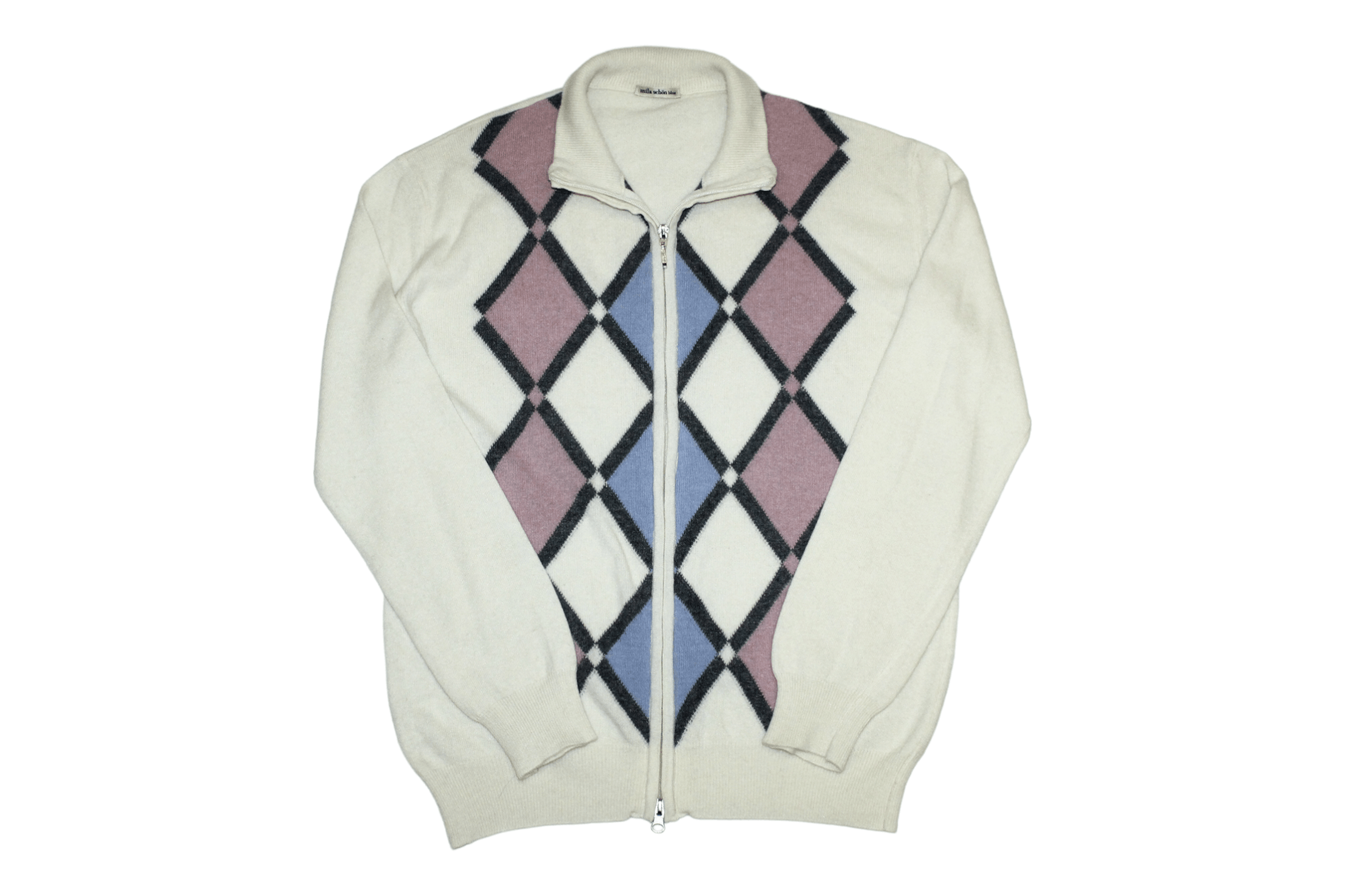 Mila Schon Rare Vtg Mila Schon Blue Label Argyle Wool Blend Zip Sweater Size US M / EU 48-50 / 2 - 1 Thumbnail