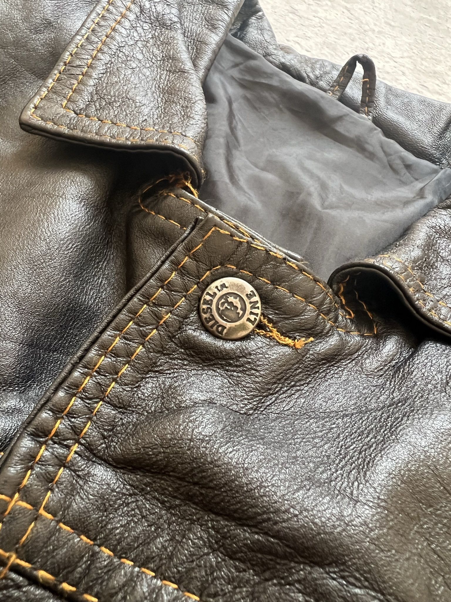 Diesel × Vintage Vintage Diesel Leather Black Bomber Jacket 90s Size US L / EU 52-54 / 3 - 6 Thumbnail