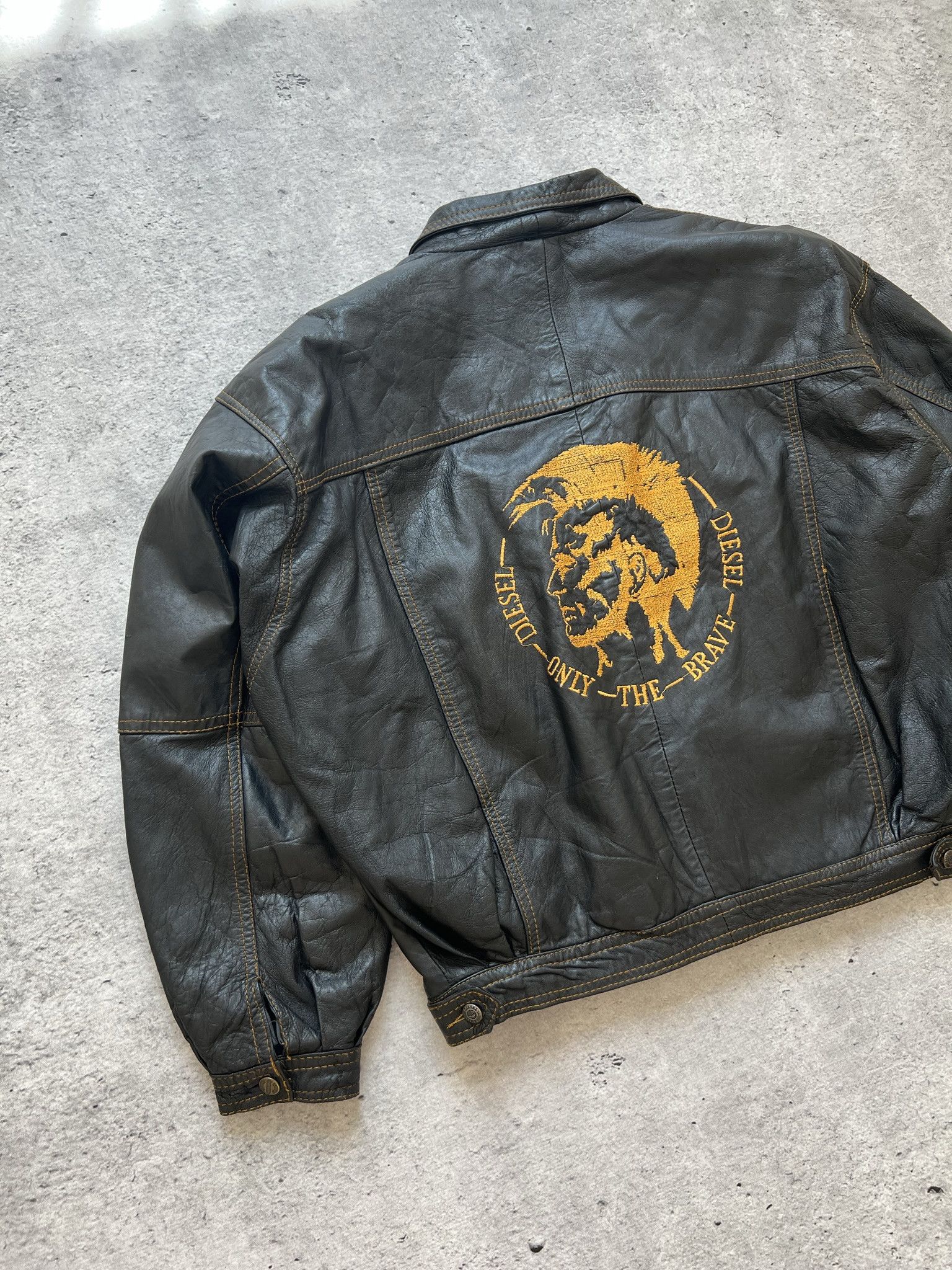 Diesel × Vintage Vintage Diesel Leather Black Bomber Jacket 90s Size US L / EU 52-54 / 3 - 13 Thumbnail
